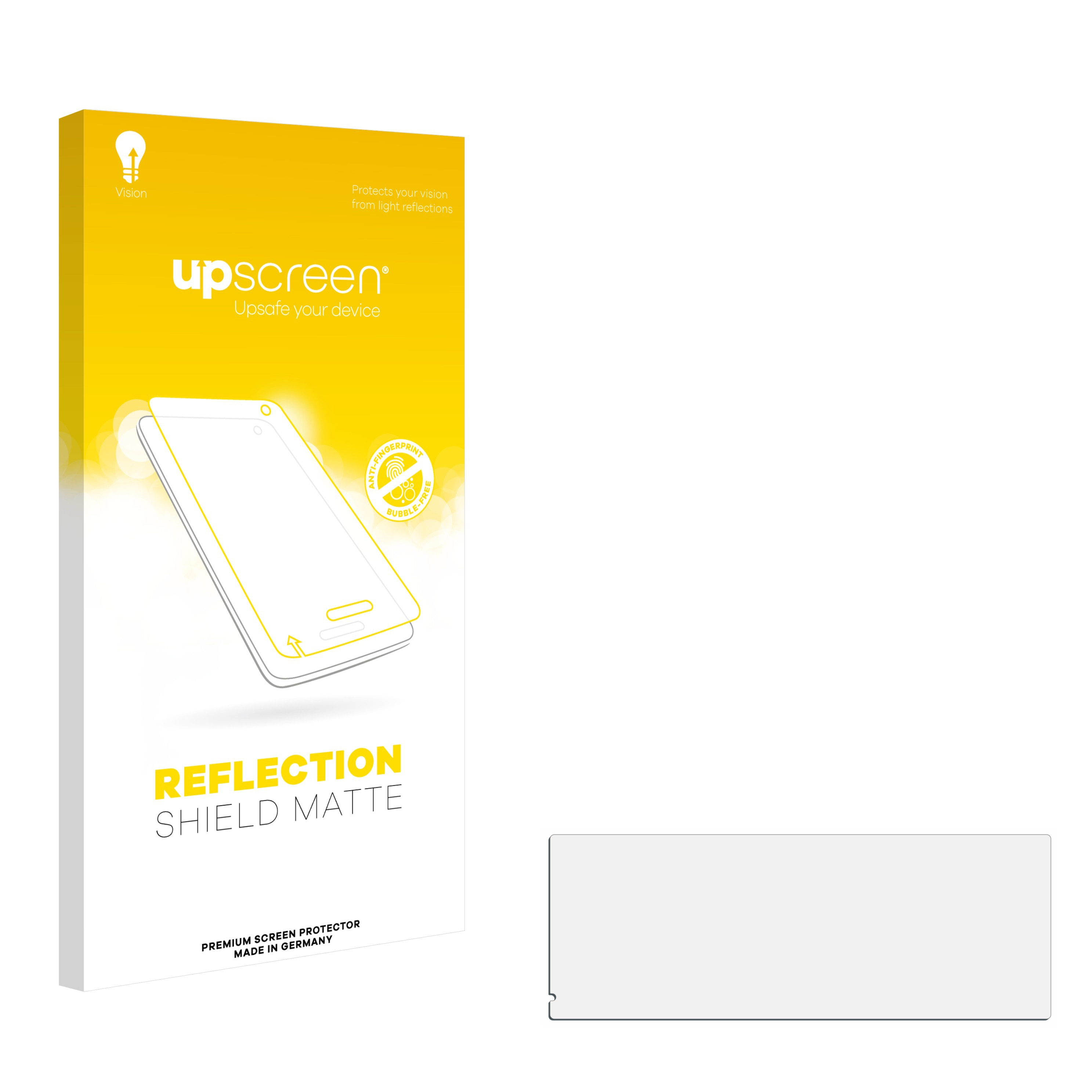 Upscreen Displayschutzfolie in weißer Verpackung neben der Displayschutzfolie.