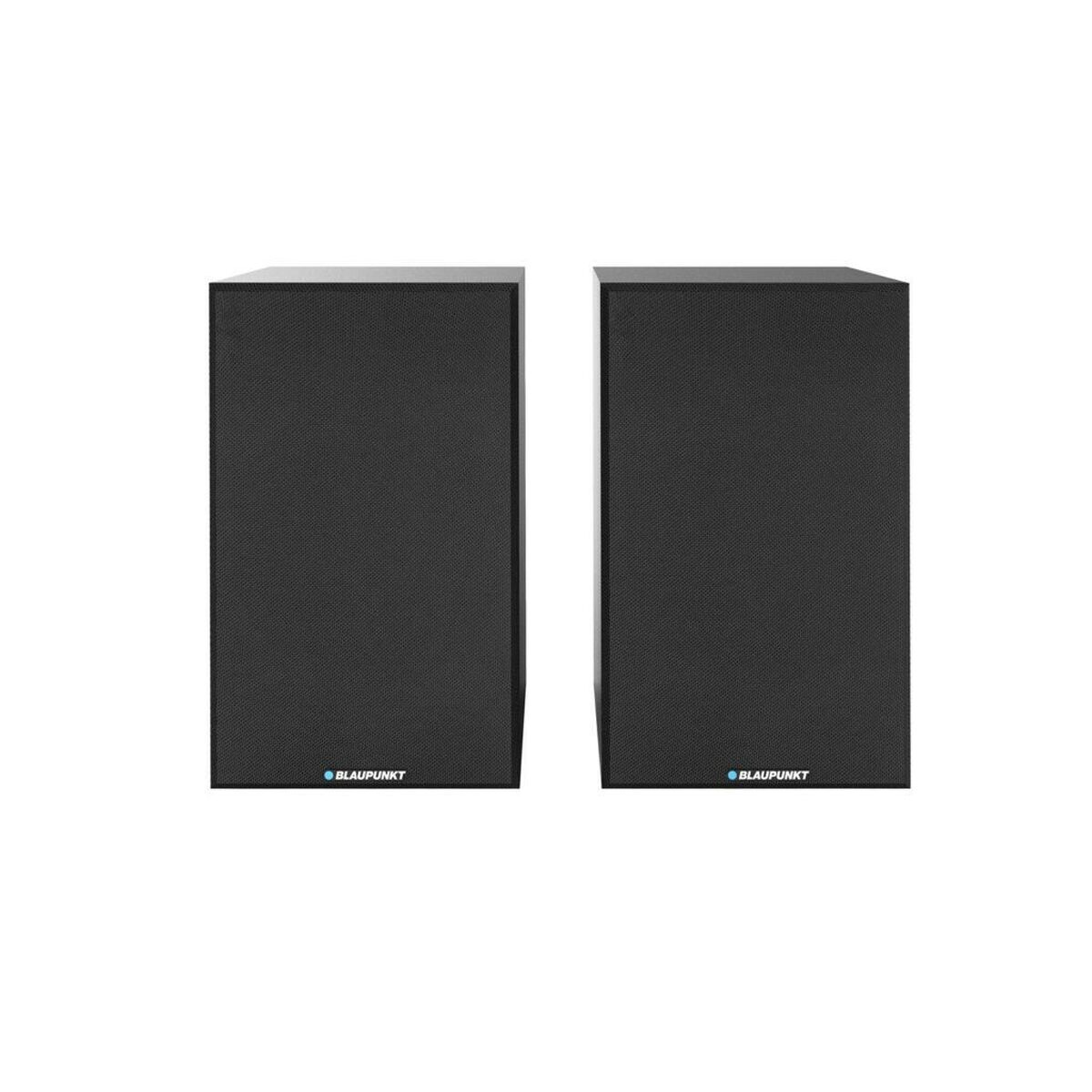 Due altoparlanti Blaupunkt neri su sfondo bianco. Ognuno ha il logo Blaupunkt.