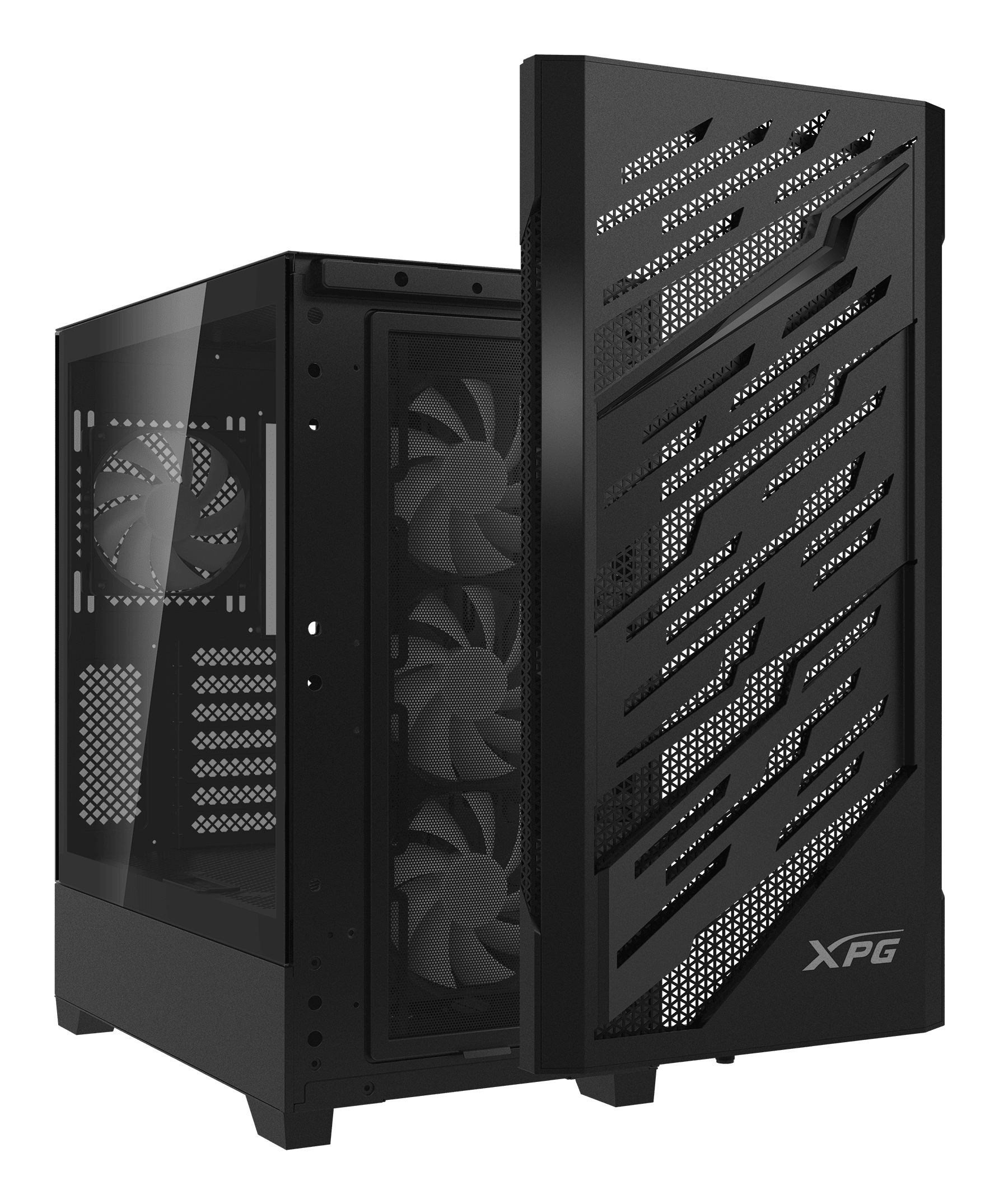 Case per computer nero con un pannello laterale parzialmente aperto.