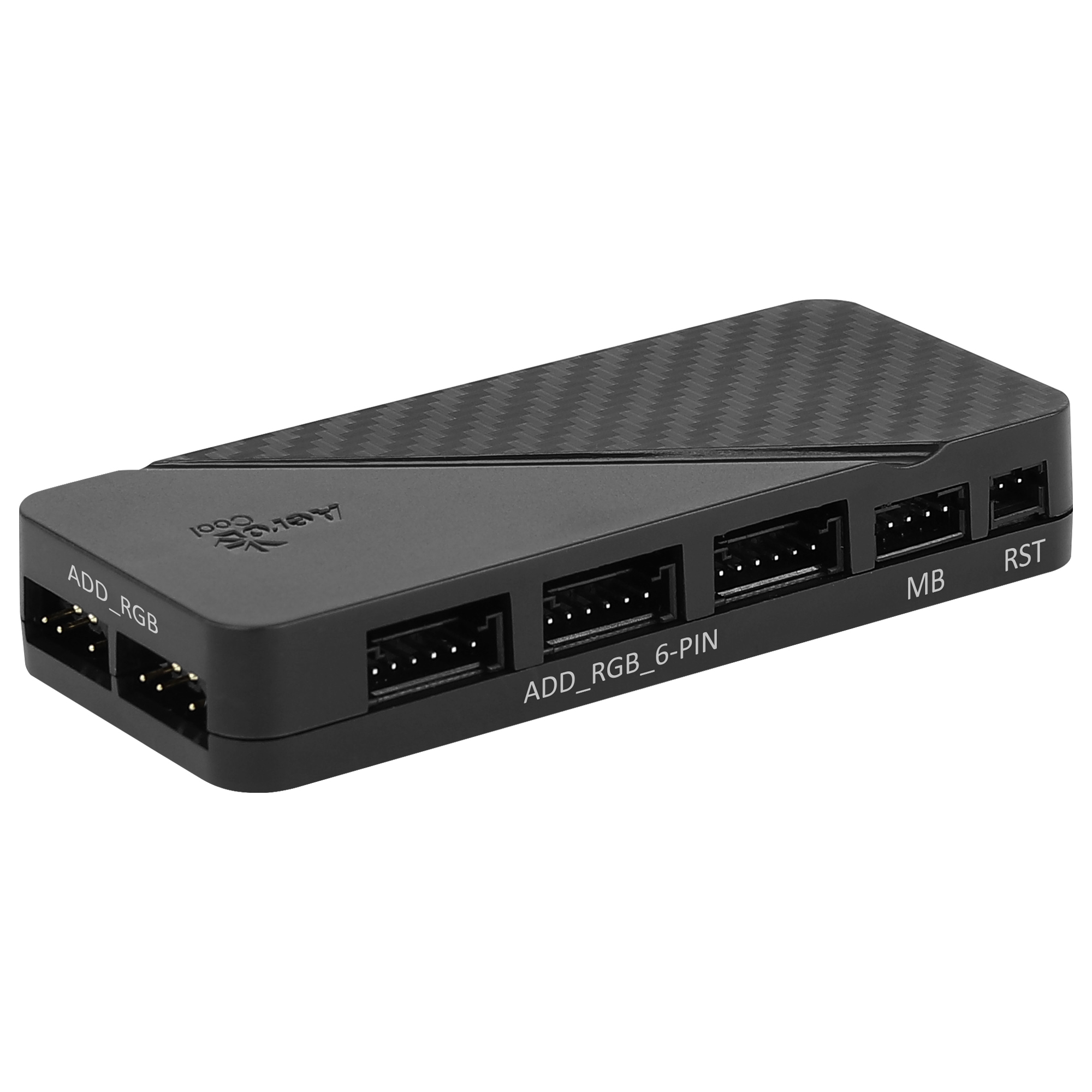 Dispositivo nero con più porte e il testo ADD_RGB e MB.