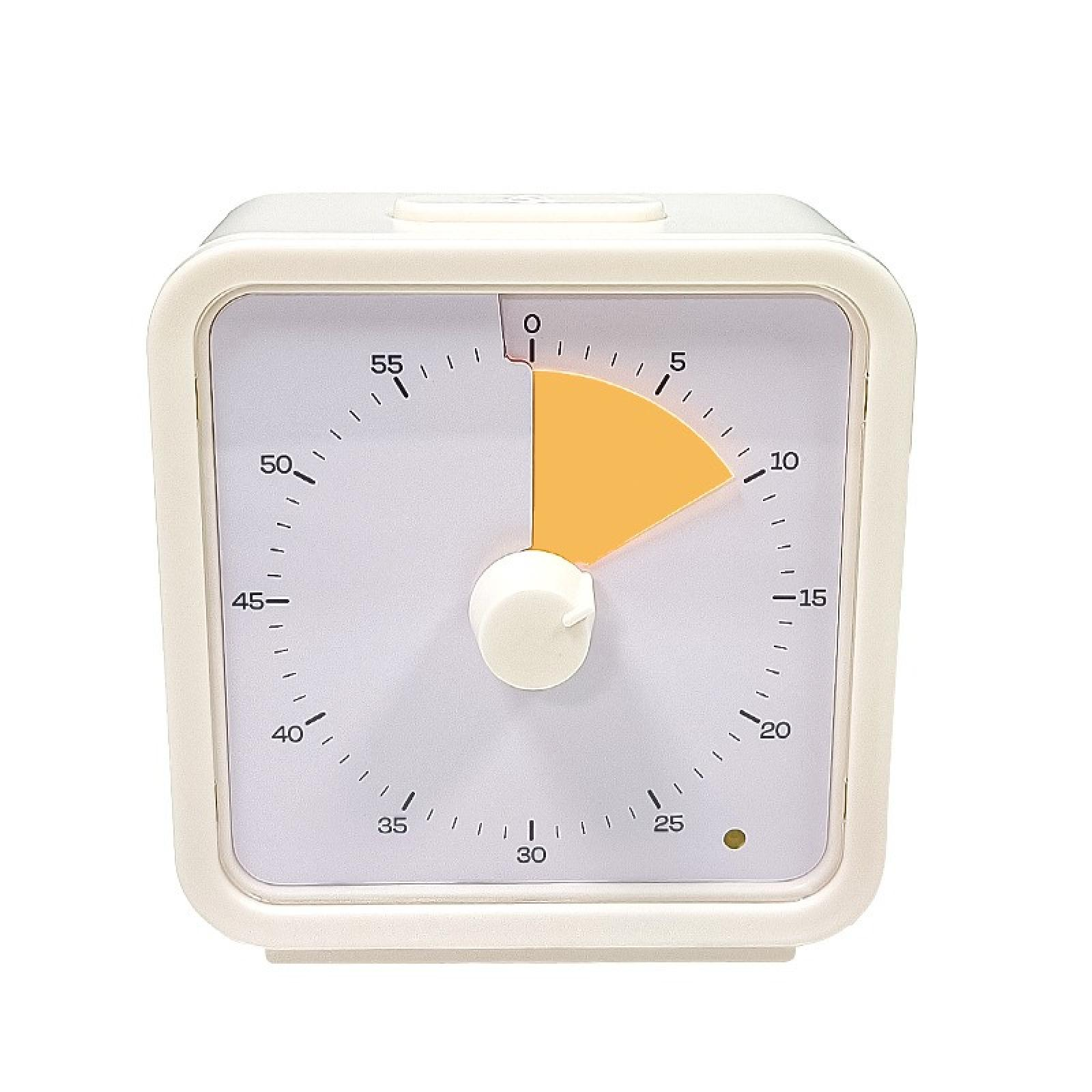 Weißer quadratischer Timer mit orangefarbenem Abschnitt, der die verstrichene Zeit anzeigt.