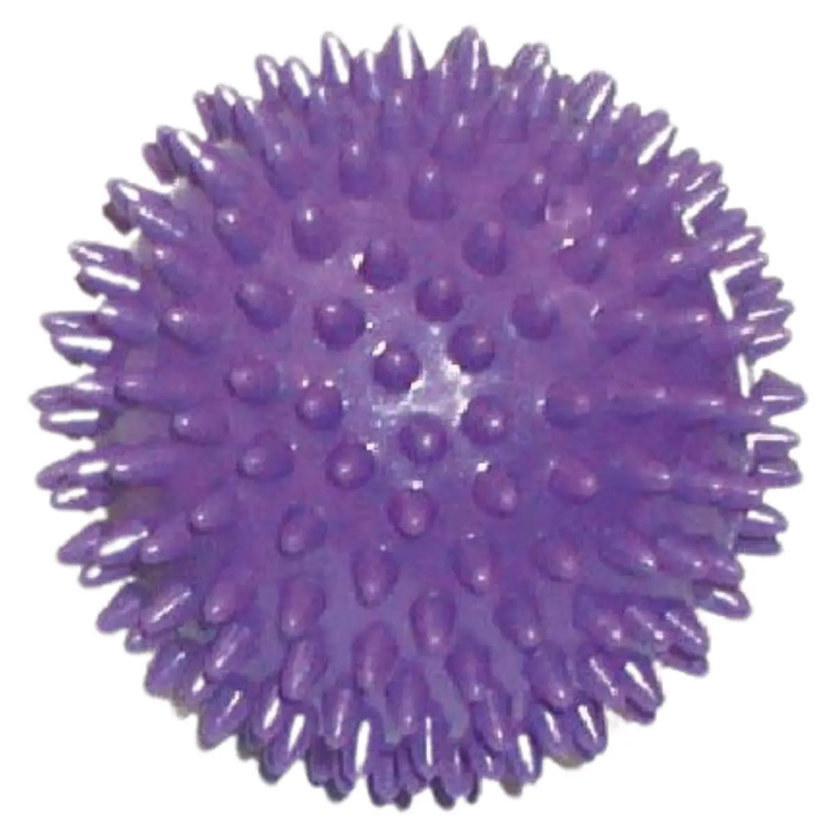A purple spiky massage ball on a white background.