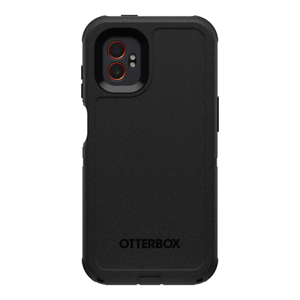 Custodia Otterbox nera. L'area della fotocamera ha un accento rosso.