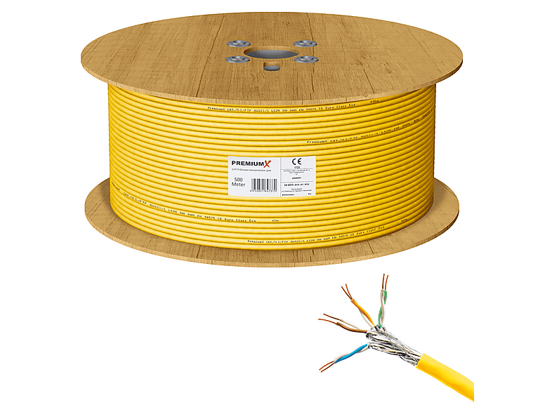 PREMIUMX 500m CAT 7A Netzwerkkabel Simplex LAN Kabel Ethernet ...
