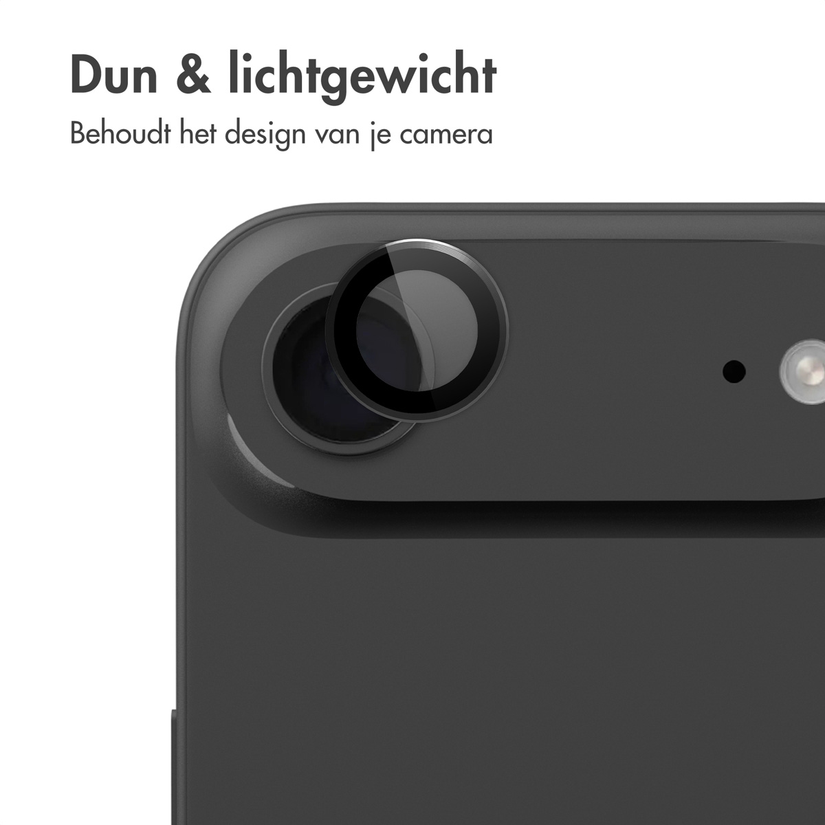Close-up van een zwarte telefoon met twee cameralenzen.