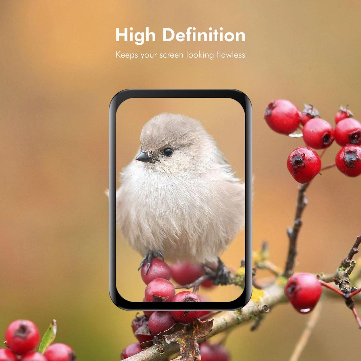 Ein Vogel sitzt auf einem Ast, er befindet sich auf einem Bildschirm einer Smartwatch.