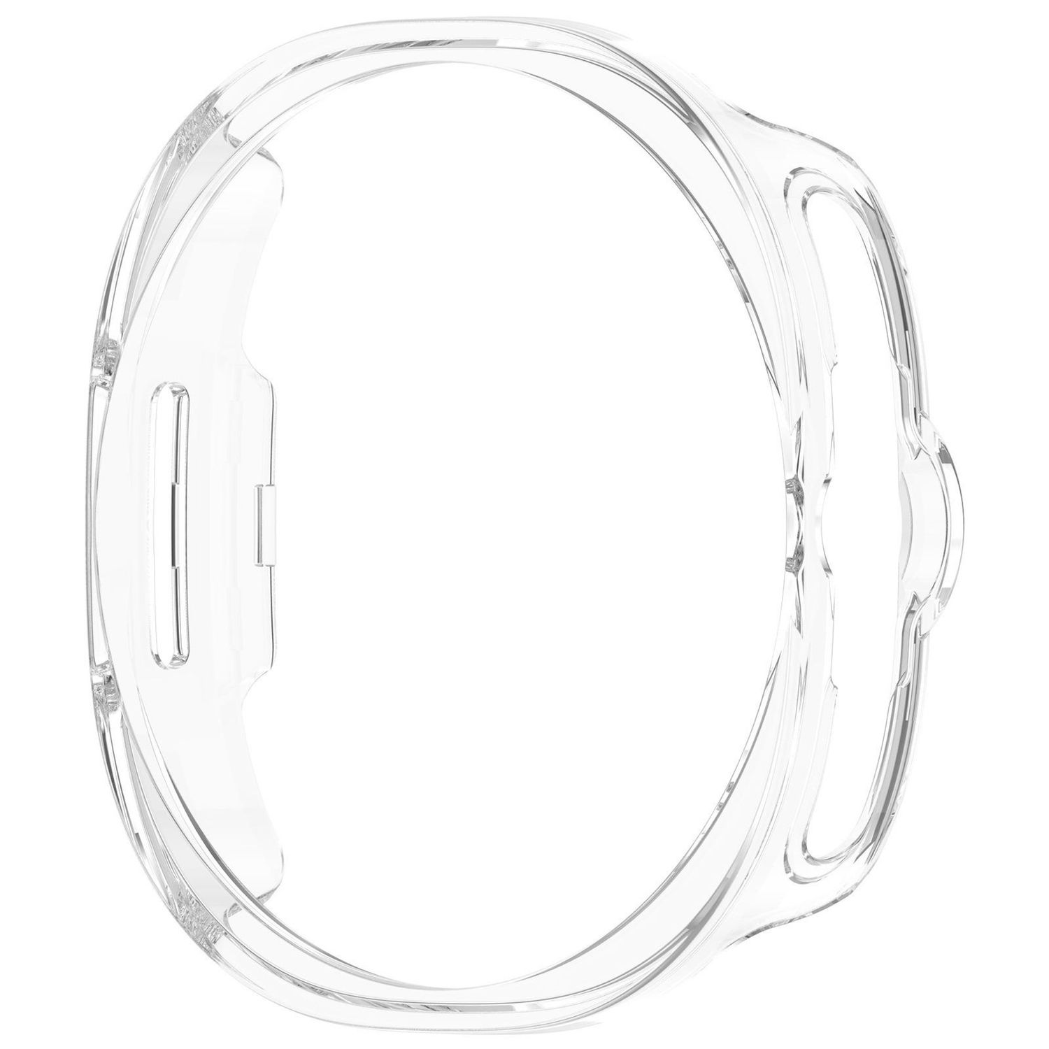 Custodia per orologio trasparente. La custodia è progettata per uno smartwatch. Materiale trasparente.