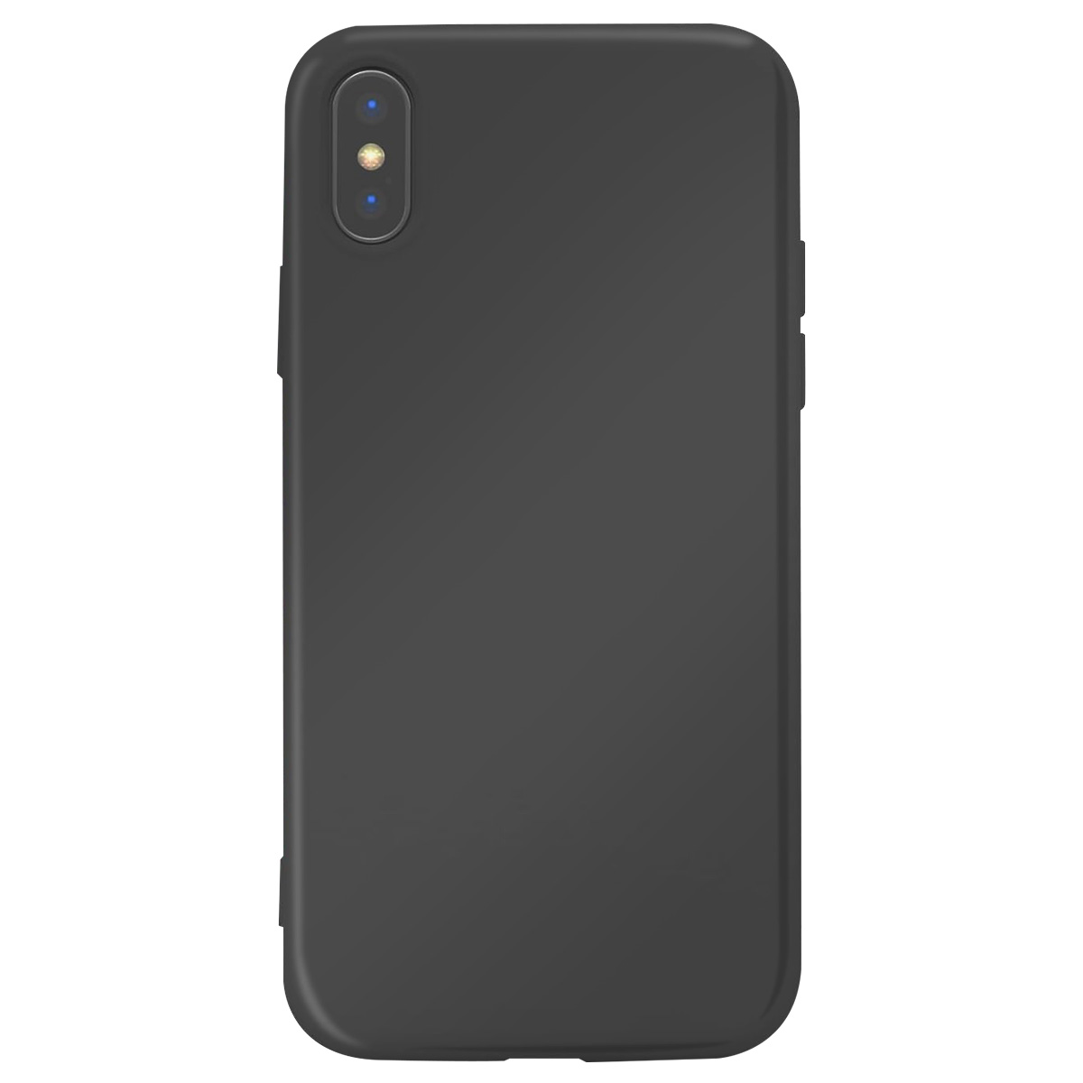 Uno smartphone grigio scuro, visto da dietro. Ha una fotocamera a doppia lente in alto a sinistra.