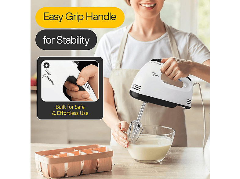 QTTVBTNA Ergonomischer Elektrischer Mixer Mit 7 Handmixer Schwarz (100 Watt)