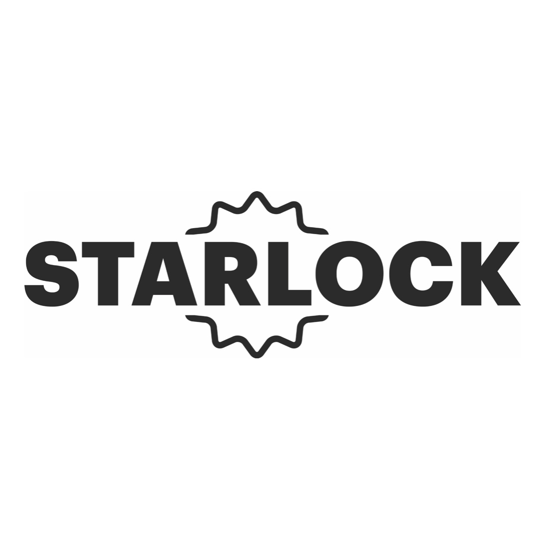 La parola STARLOCK in grassetto nero con un contorno nero frastagliato, il tutto su sfondo bianco.