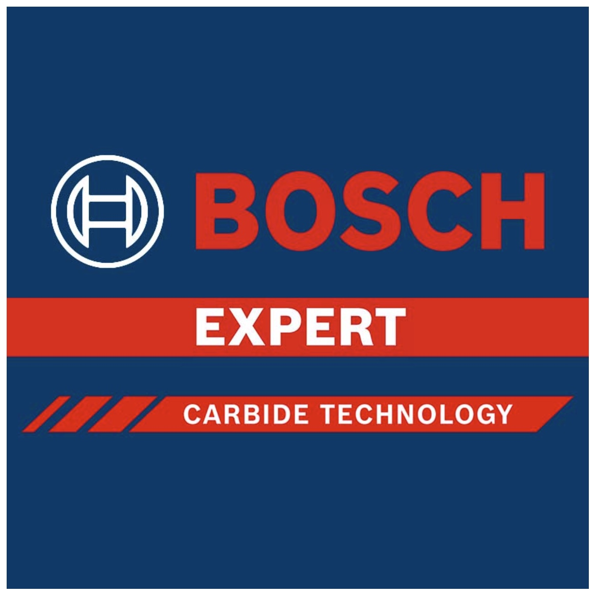 Logo Bosch su sfondo blu. Testo rosso: BOSCH EXPERT CARBIDE TECHNOLOGY.