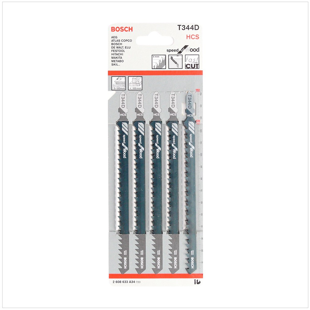 BOSCH Hızlı Kesim Serisi Ahşap İçin T 344 D  - 5'Li Paket Dekupaj Testere Bıçağı