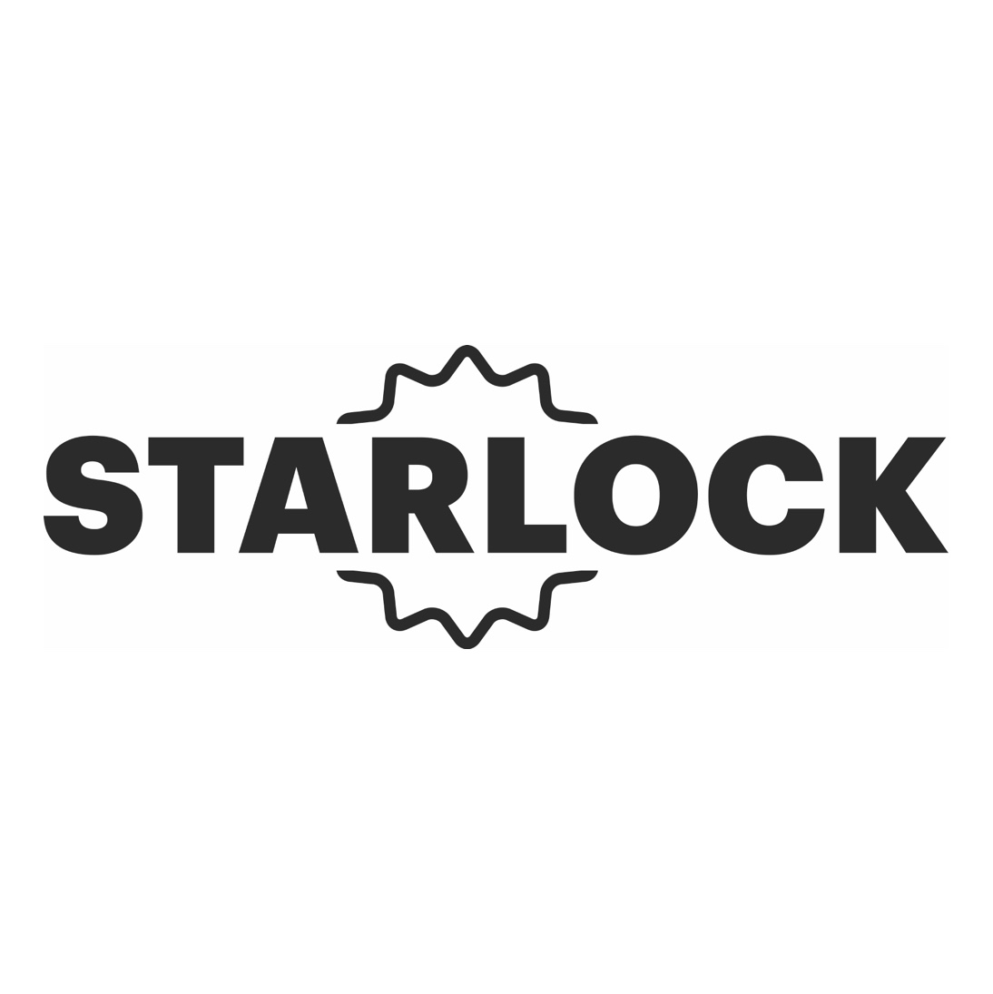 Le mot STARLOCK en lettres noires en gras, avec un motif de ligne noire dentelée au-dessus et en dessous du mot, sur fond blanc.
