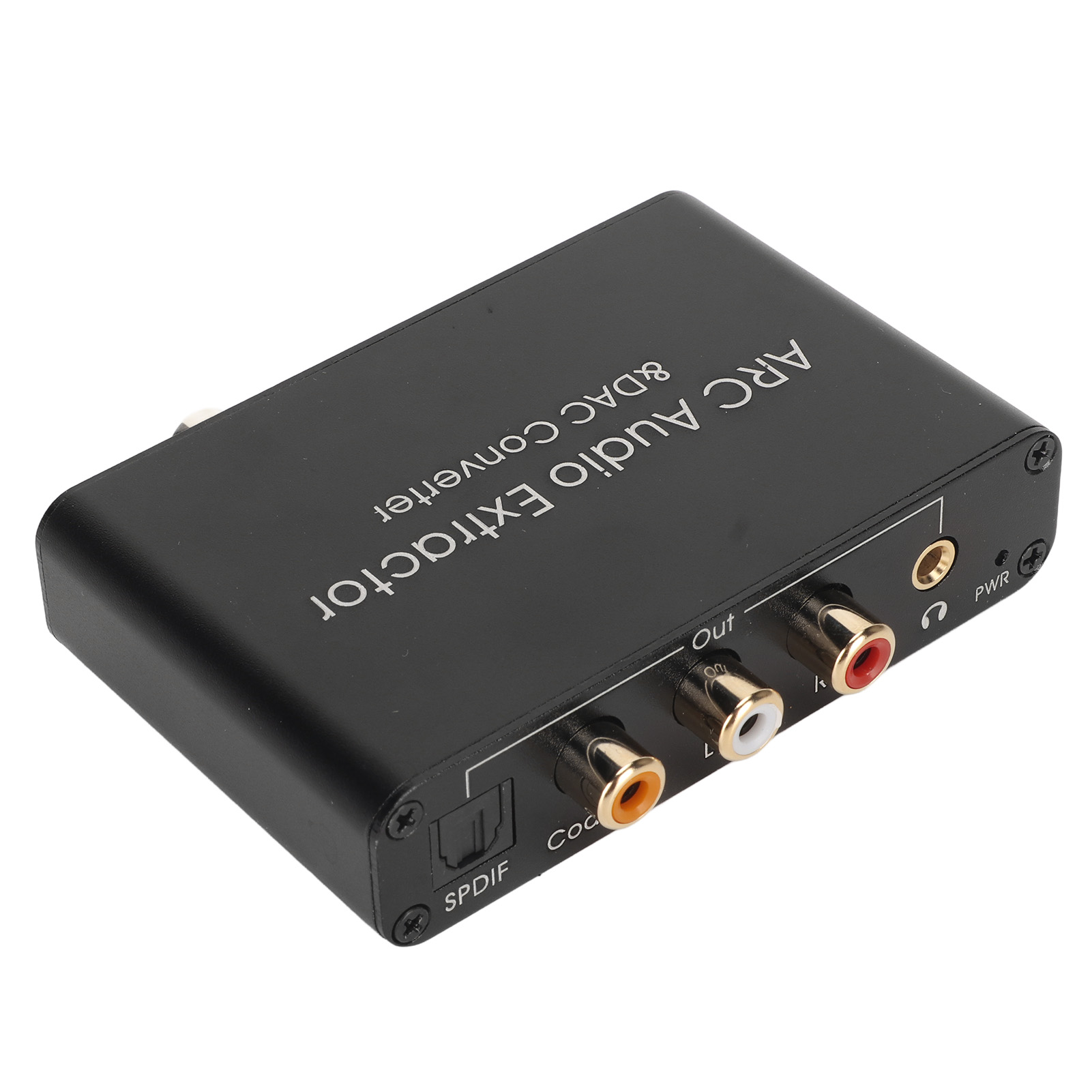 Schwarzer ARC-Audioextraktor und DAC-Konverter. Er verfügt über mehrere Audioausgänge und SPDIF-Eingang.