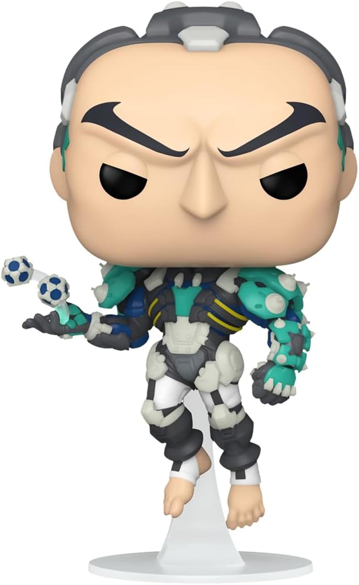 Eine Funko Pop-Figur einer Figur. Sie hat einen hellen Hautton und einen strengen Ausdruck. Die Figur trägt eine blaue und weiße Rüstung.
