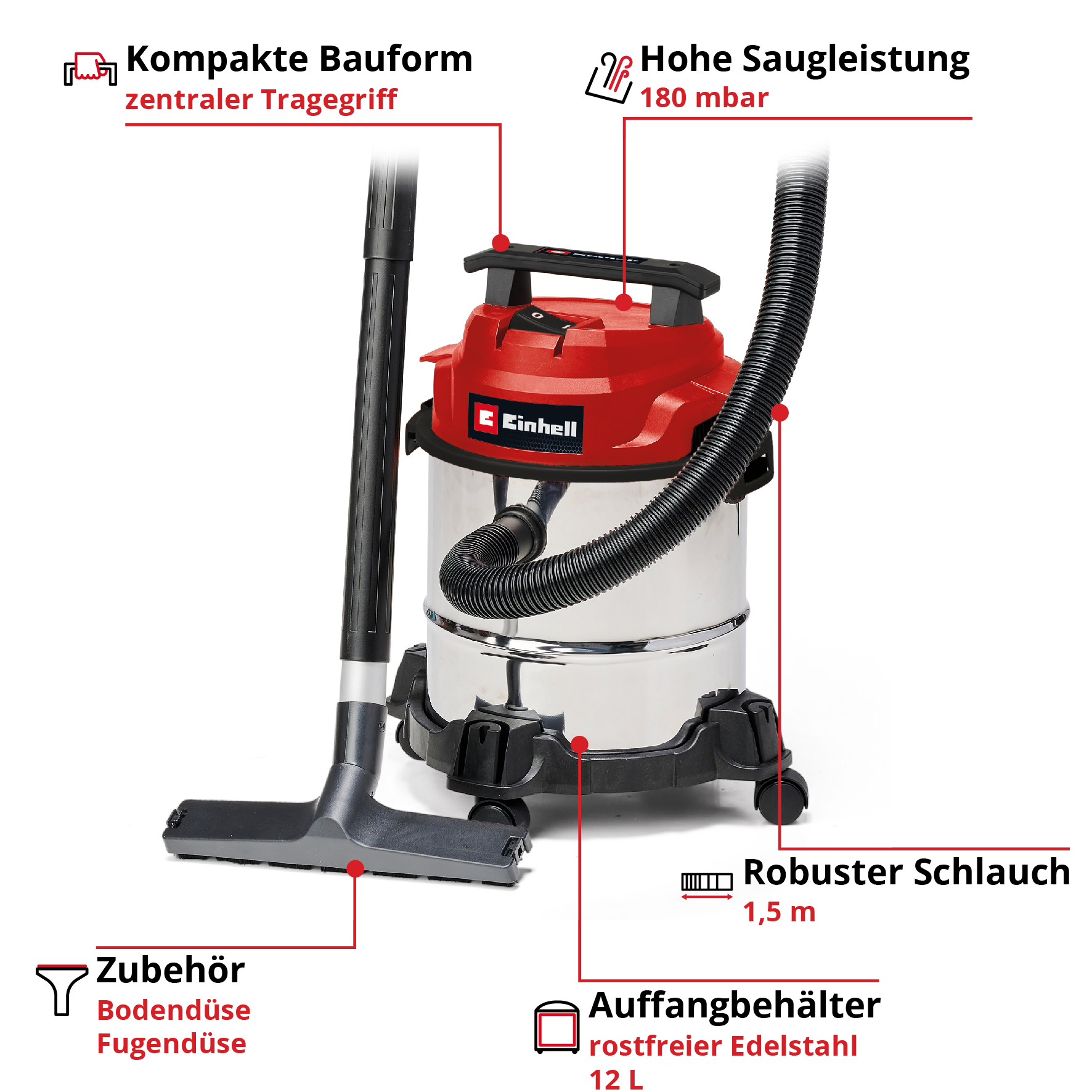 ASPIRAPOLVERE EINHELL Per Solidi e Liquidi-TC-VC 1812/1 S | MediaWorld.it