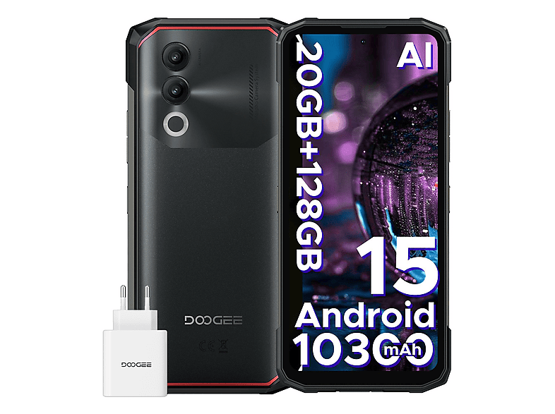DOOGEE Blade-20 128 GB schwarz, Outdoor Handy Ohne Vertrag, 10300mAh, NFC/Face ID Dual SIM
