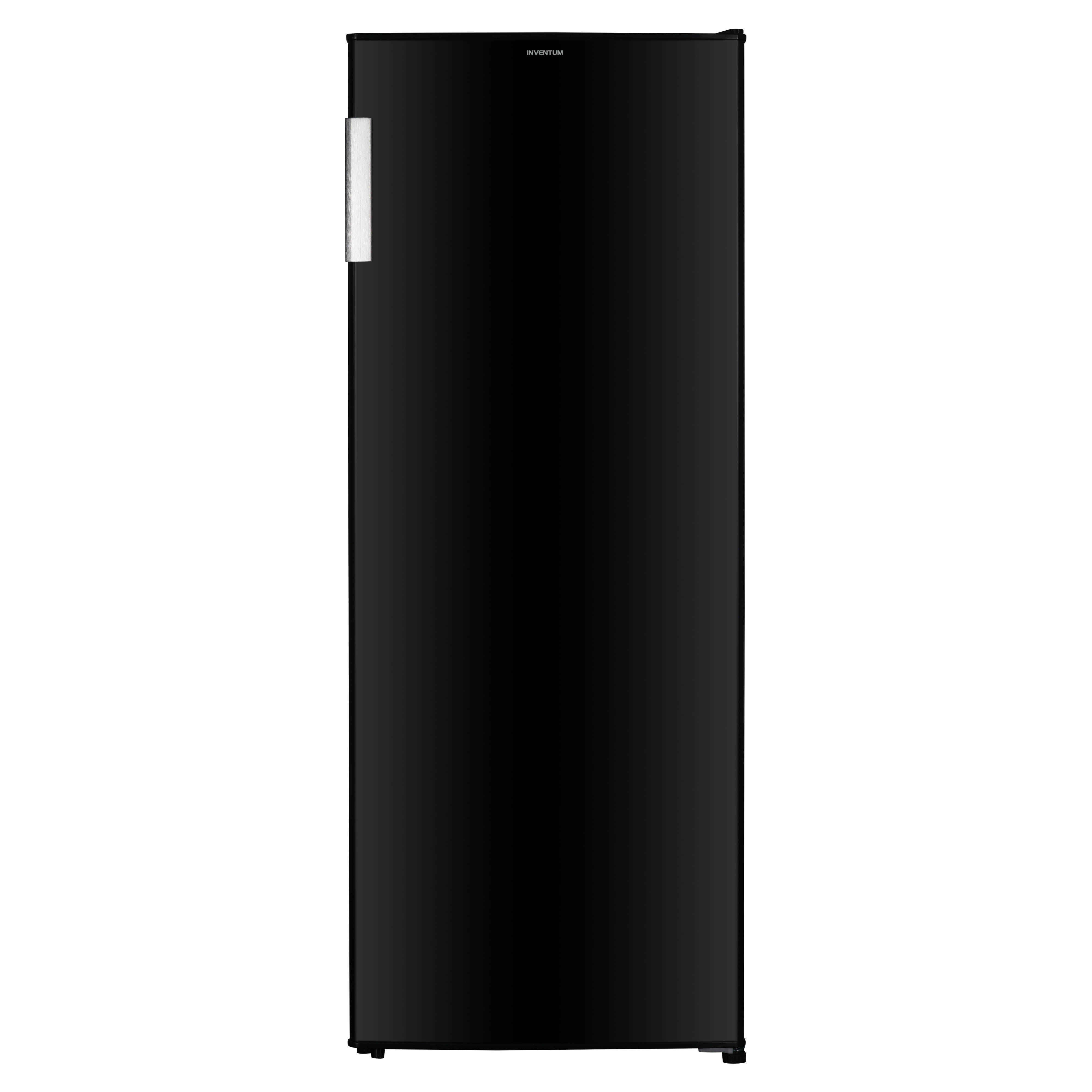 A black refrigerator with a silver handle. The brand name 'INVENTUM' is at the top. White background.