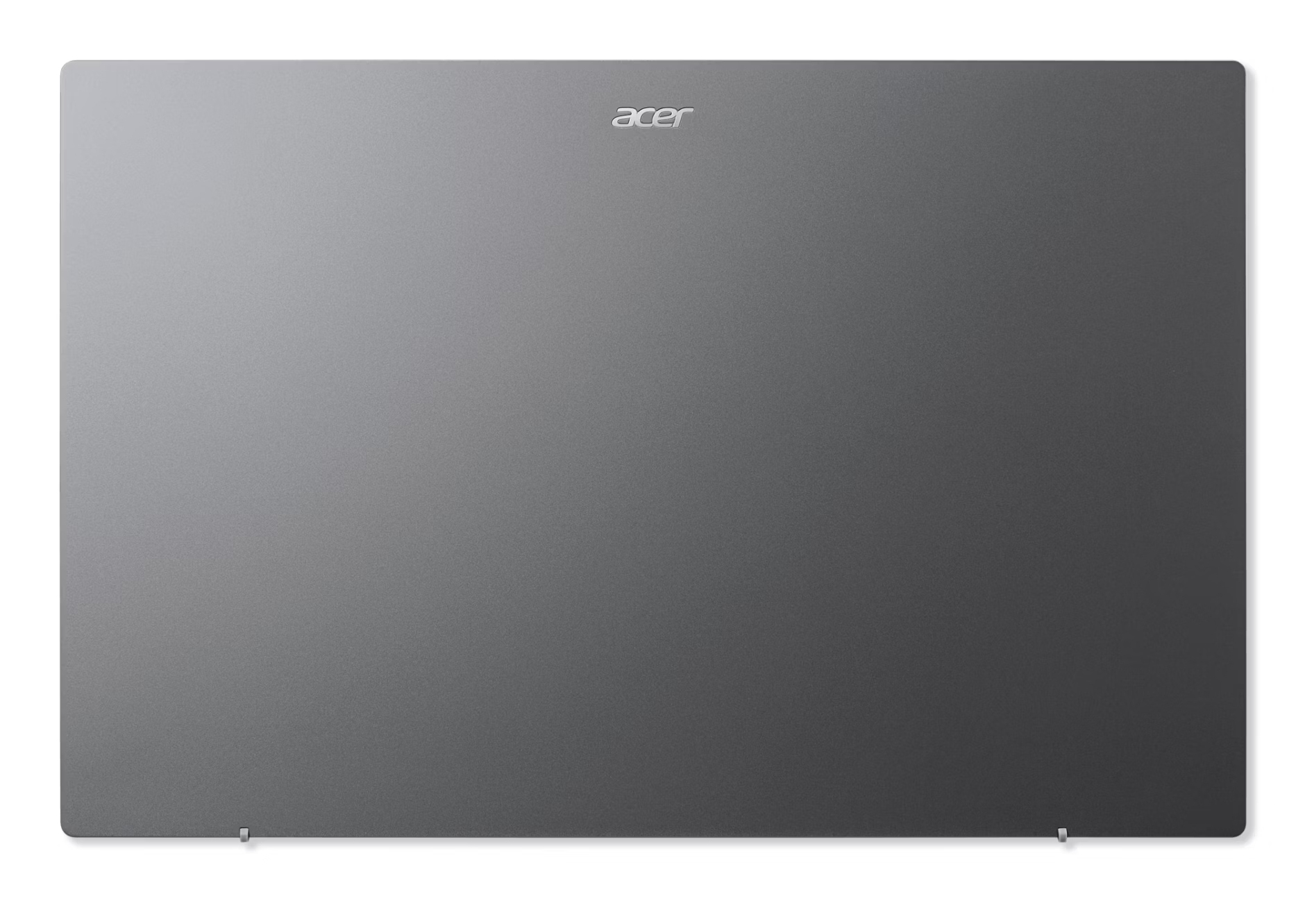 Un coperchio grigio per laptop Acer. Il logo Acer è in alto al centro. La superficie ha un aspetto leggermente strutturato.