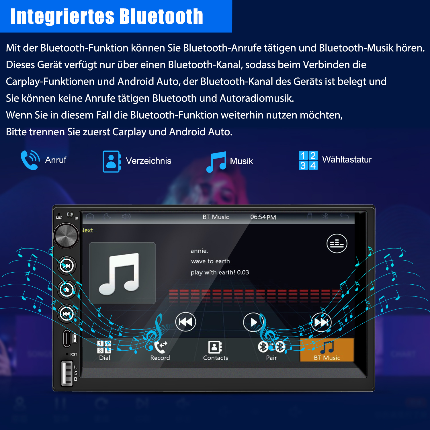 Hodozzy 2GB 32GB Android Autoradio Doppel Din 7 Zoll Touchscreen Bildschirm GPS-Navigation, WiFi, Bluetooth, 2 Din Car Stereo Mirror Link Android/iOS, FM-RDS-Radio, Rückfahrkamera, USB