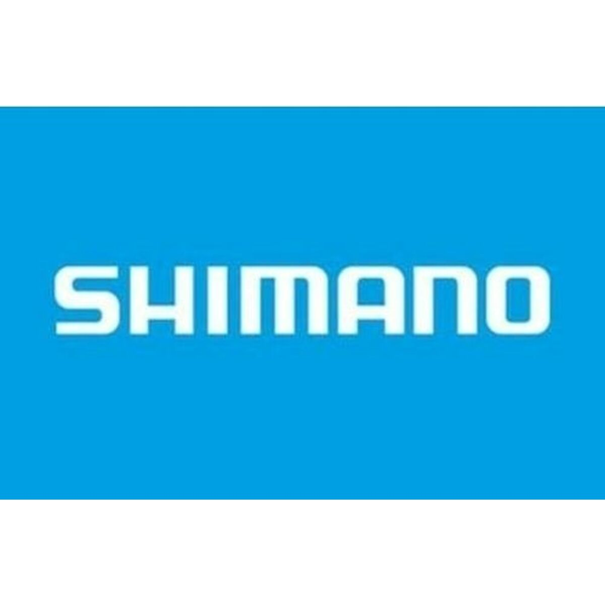 Logo Shimano na niebieskim tle. Słowo "SHIMANO" jest białe, czcionką bezszeryfową.