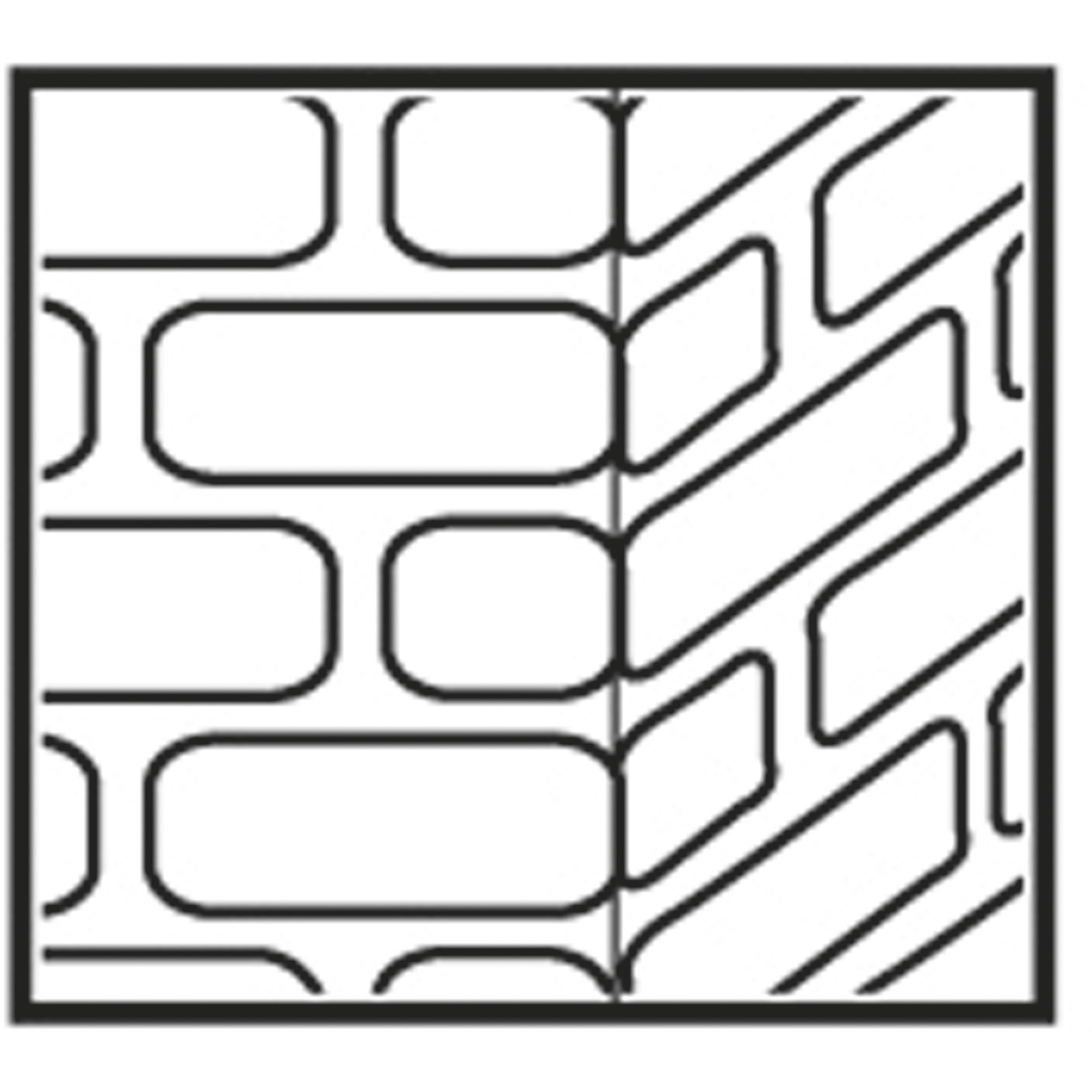 Schwarz-weiße Illustration eines Backsteinmuster auf der linken Seite und eines diagonalen Musters auf der rechten Seite.