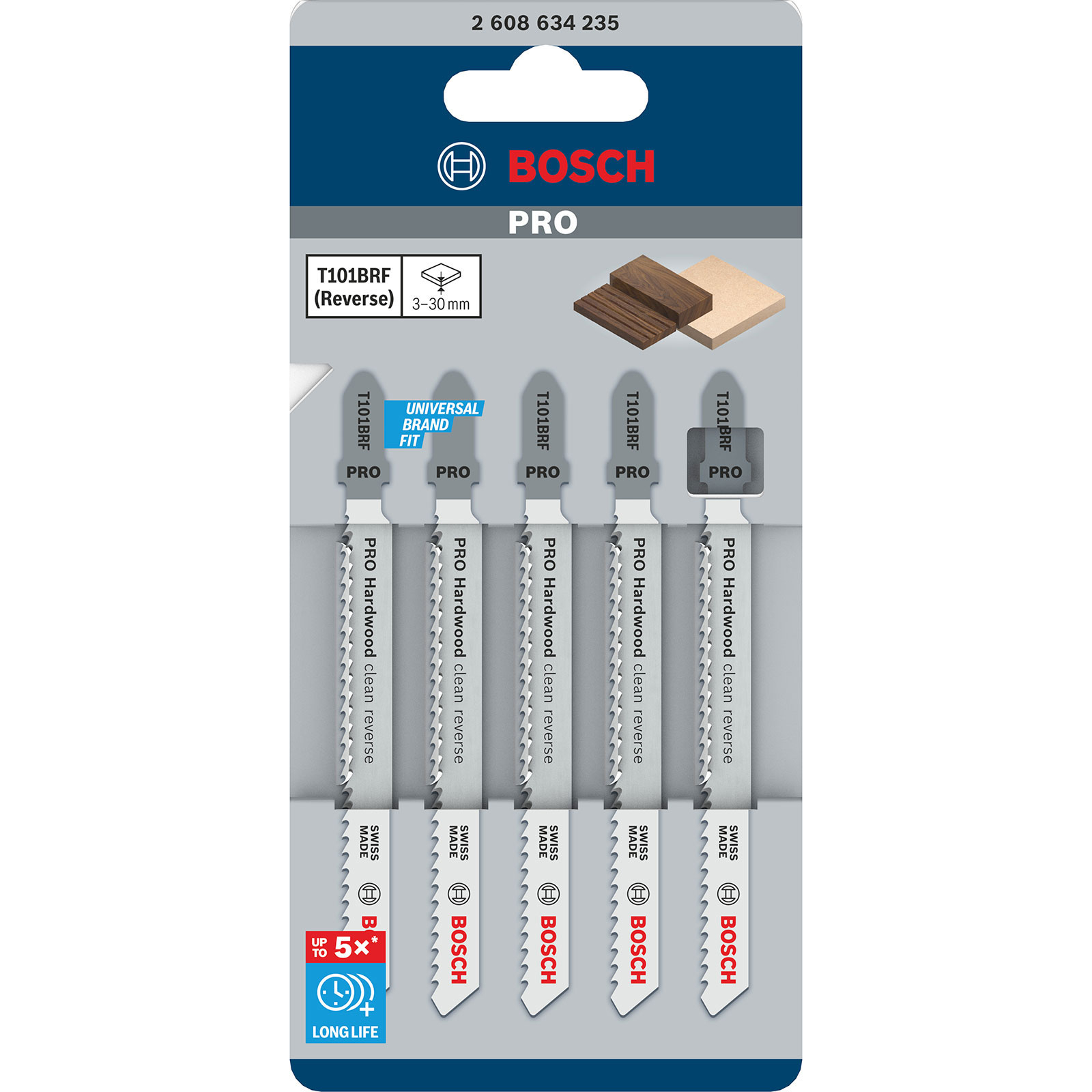 Bosch PRO T101BRF testere bıçağı paketi. Sert ağaç için testere ağzı, temiz ters kesimler. Özellikler: İsviçre yapımı ve uzun ömürlü.