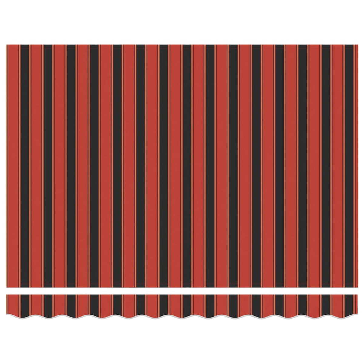 Illustration eines rot-schwarzen Streifenmusters mit einem wellenförmigen Rand am unteren Rand. Das Muster wiederholt sich vertikal.