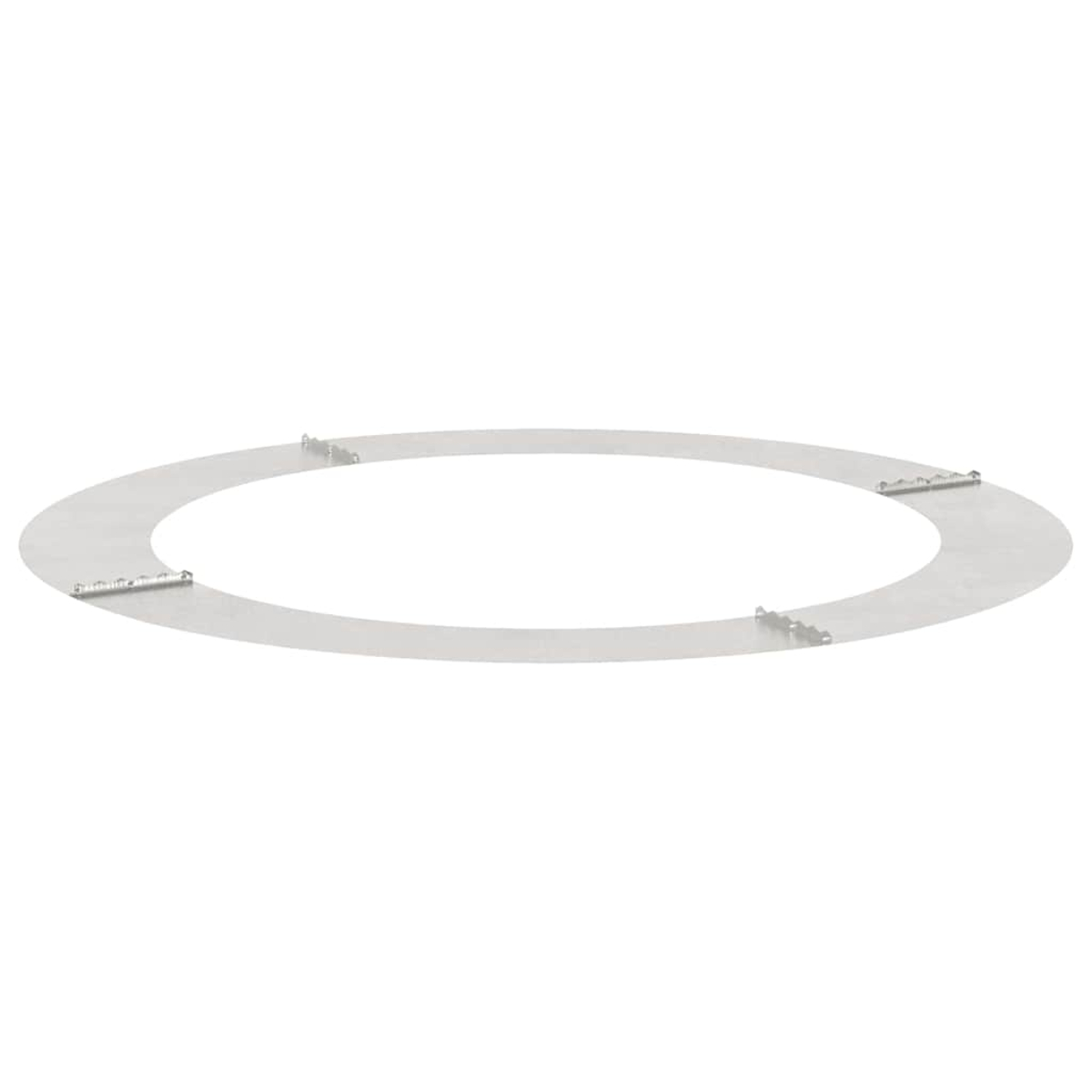 Eine metallische, kreisförmige Struktur mit gleichmäßig verteilten Befestigungselementen. Es scheint ein Montage Ring zu sein.