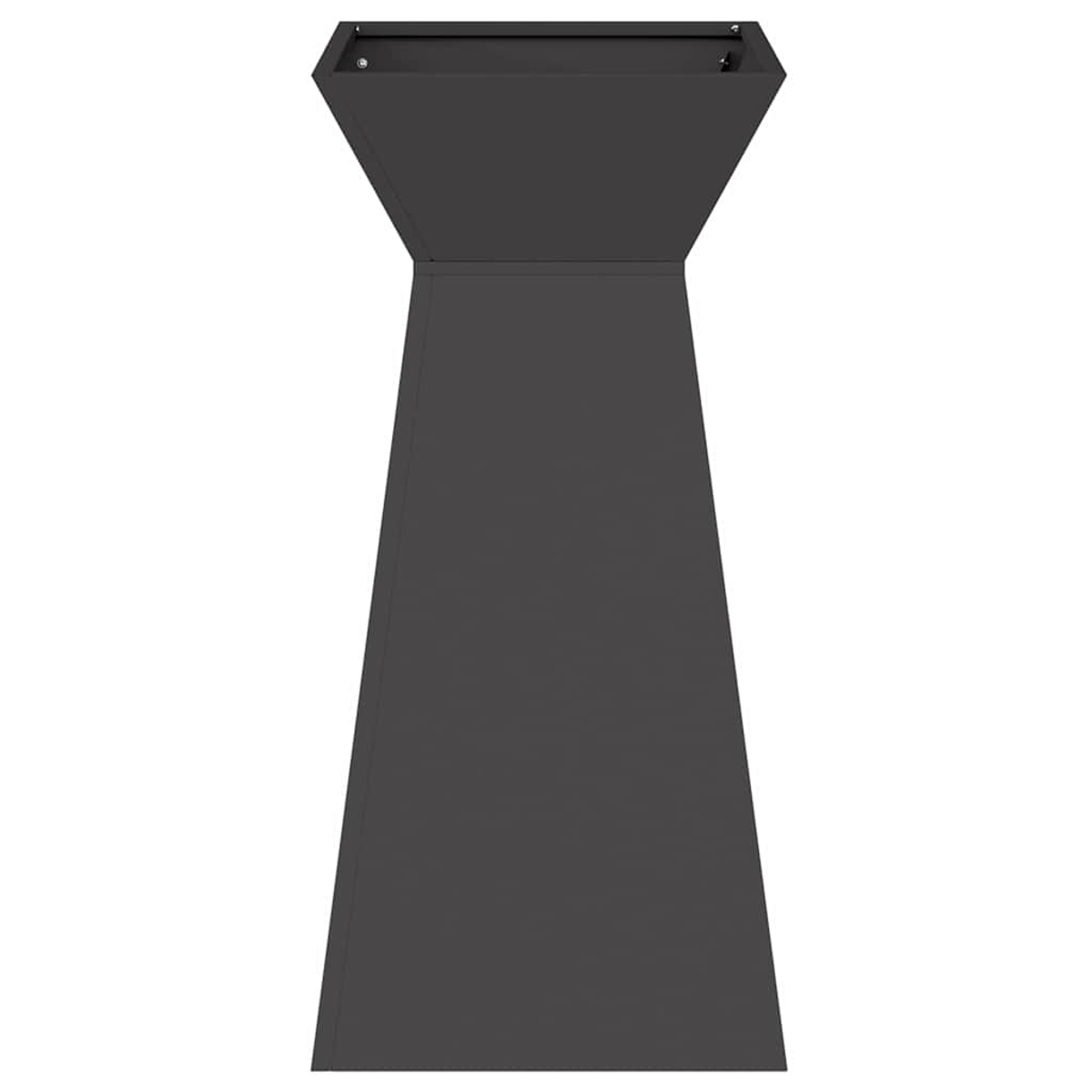Un'aiuola grigio scuro su sfondo bianco. Ha una parte superiore esagonale e una base trapezoidale, per un look minimalista.
