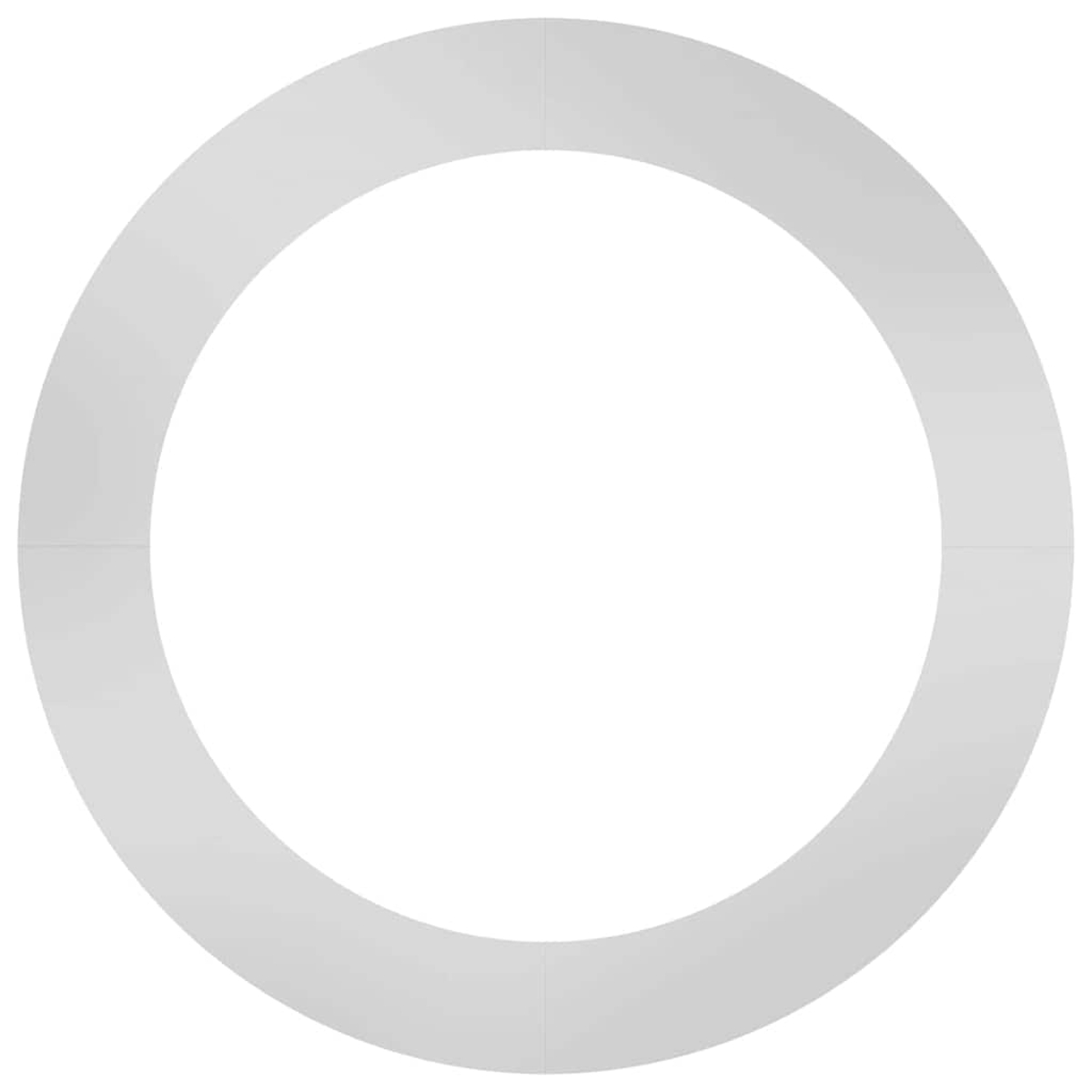 Eine weiße, kreisförmige Form mit segmentiertem Design, die einem Ring ähnelt. Der Hintergrund ist rein weiß.