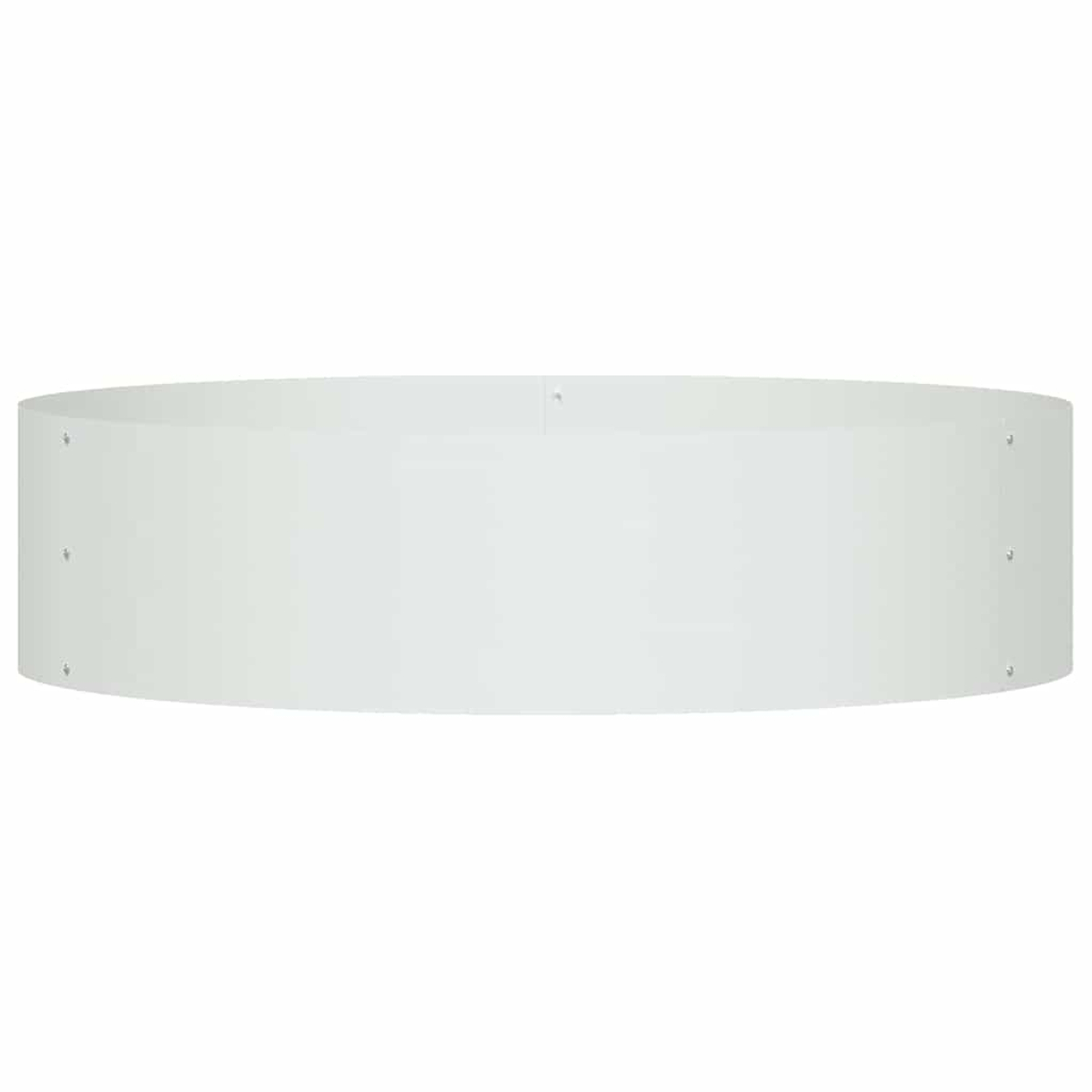 Una struttura cilindrica bianca curva con piccole viti visibili. Lo sfondo è bianco.