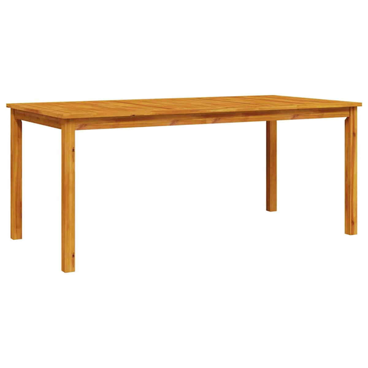 Ein rechteckiger Holztisch mit vier Beinen vor weißem Hintergrund. Das Holz hat einen warmen, natürlichen Farbton.