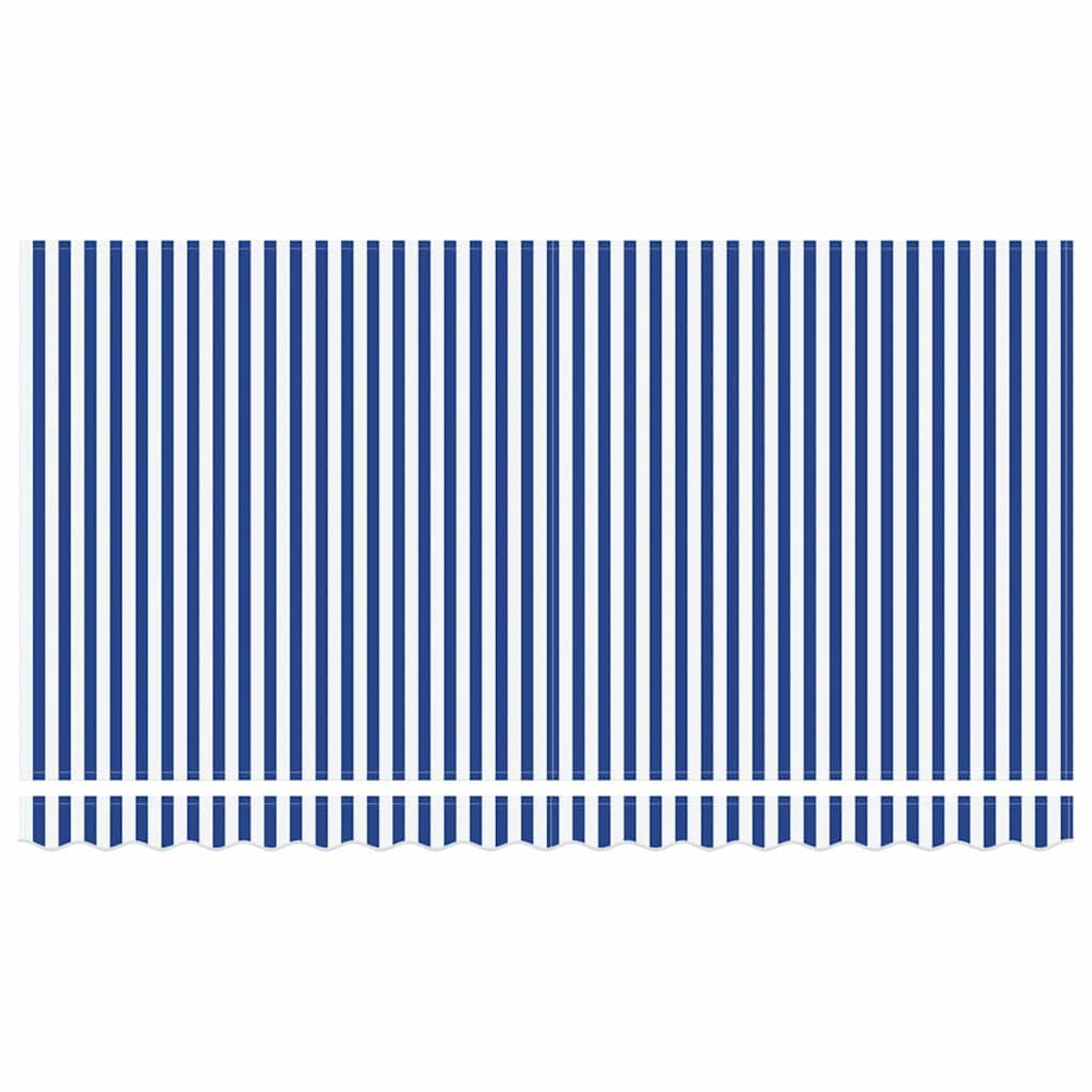 Blau-weißes Streifenmuster. Vertikale Streifen dominieren, mit einem wellenförmigen Rand unten. Einfaches und klares Design.