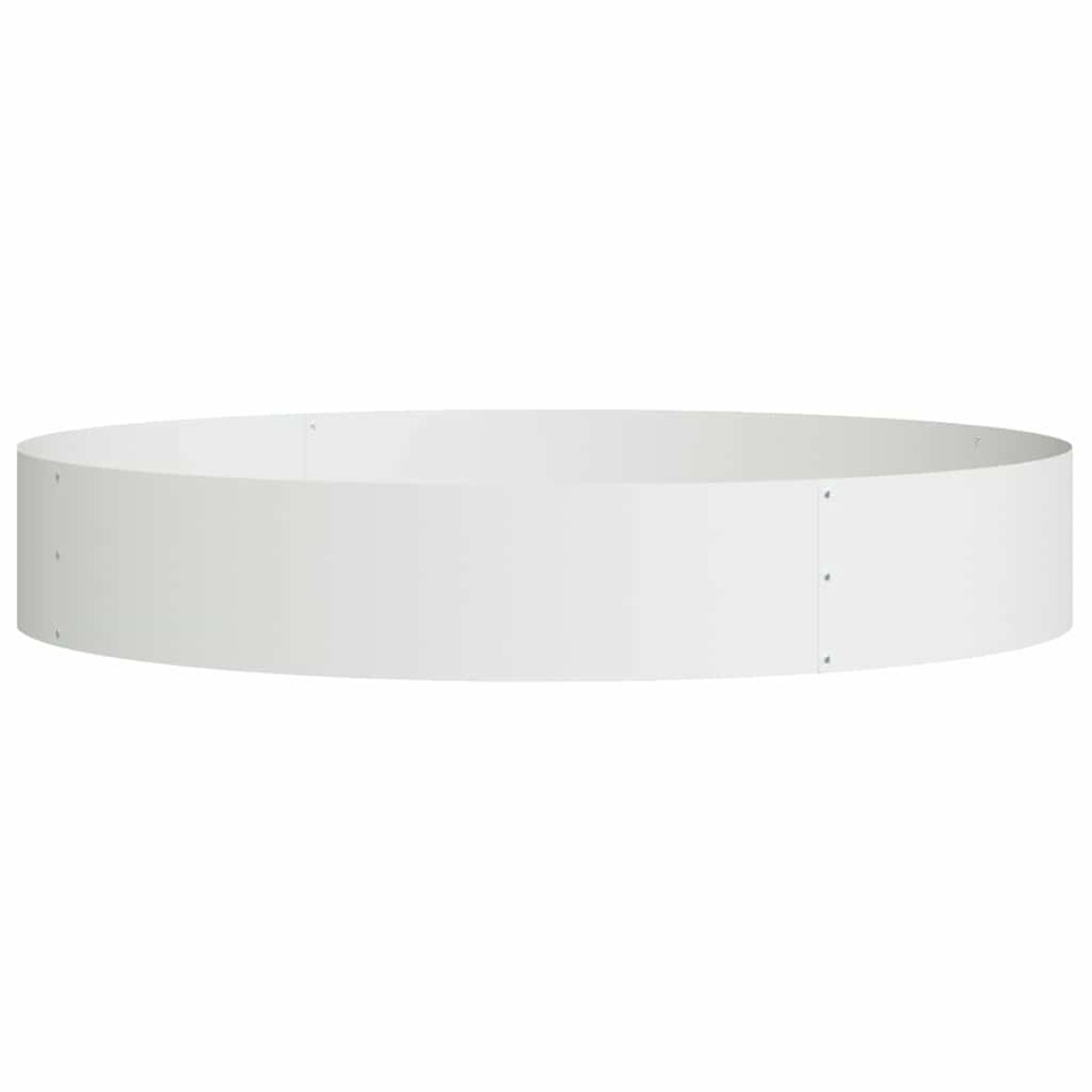 Una struttura bianca e circolare. La struttura è composta da pannelli bianchi collegati, formando un cerchio completo, su sfondo bianco.