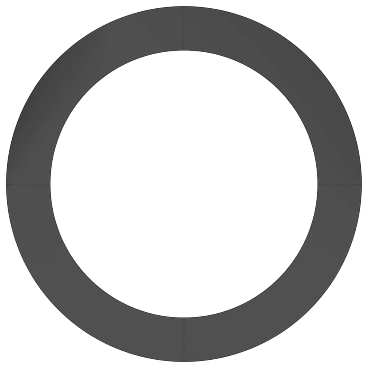 Un anello grigio scuro su sfondo bianco. L'anello ha una consistenza leggermente segmentata.