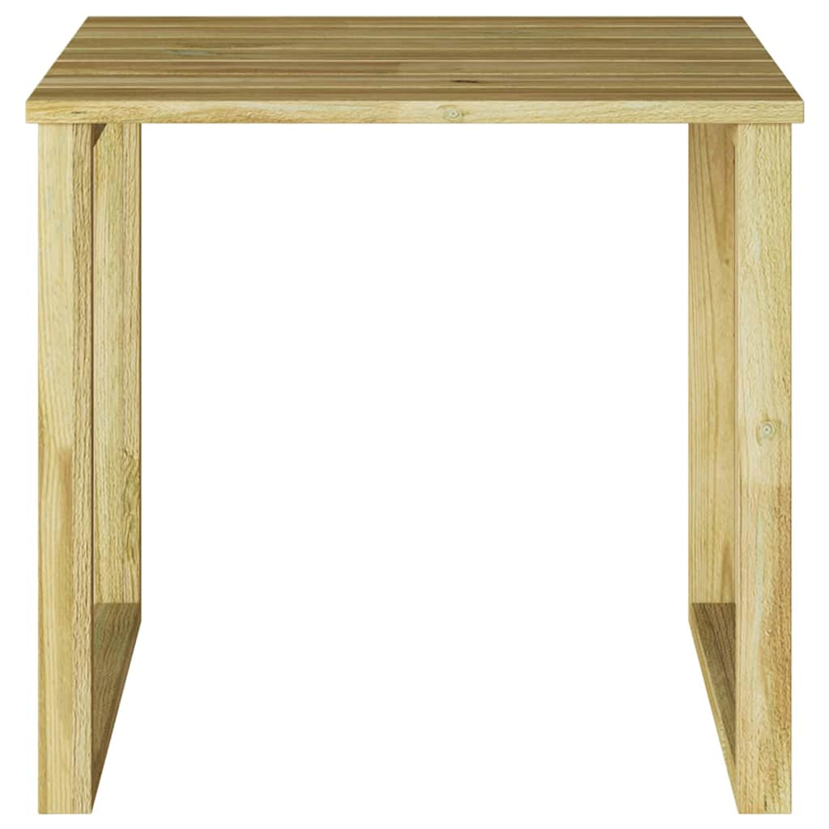 Ein Holztisch mit hellbrauner Farbe. Der Tisch hat eine rechteckige Oberseite und vier rechteckige Beine.