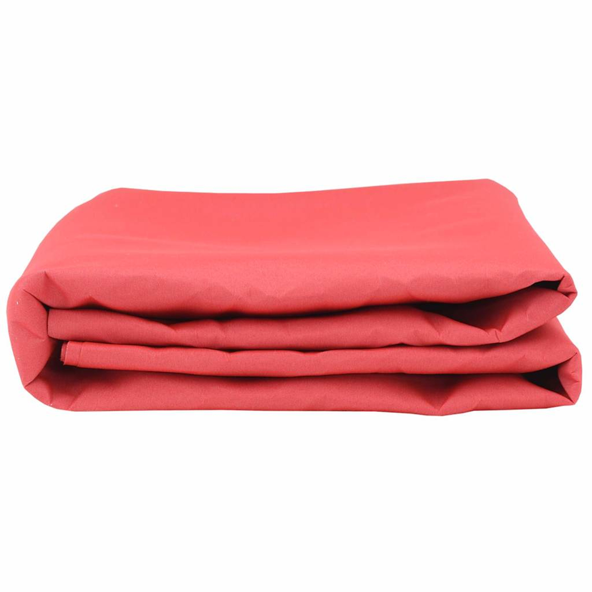 Ein gefalteter, roter Stoff. Der Stoff ist sauber in Schichten gefaltet, mit einer glatten Textur. Der Hintergrund ist weiß.
