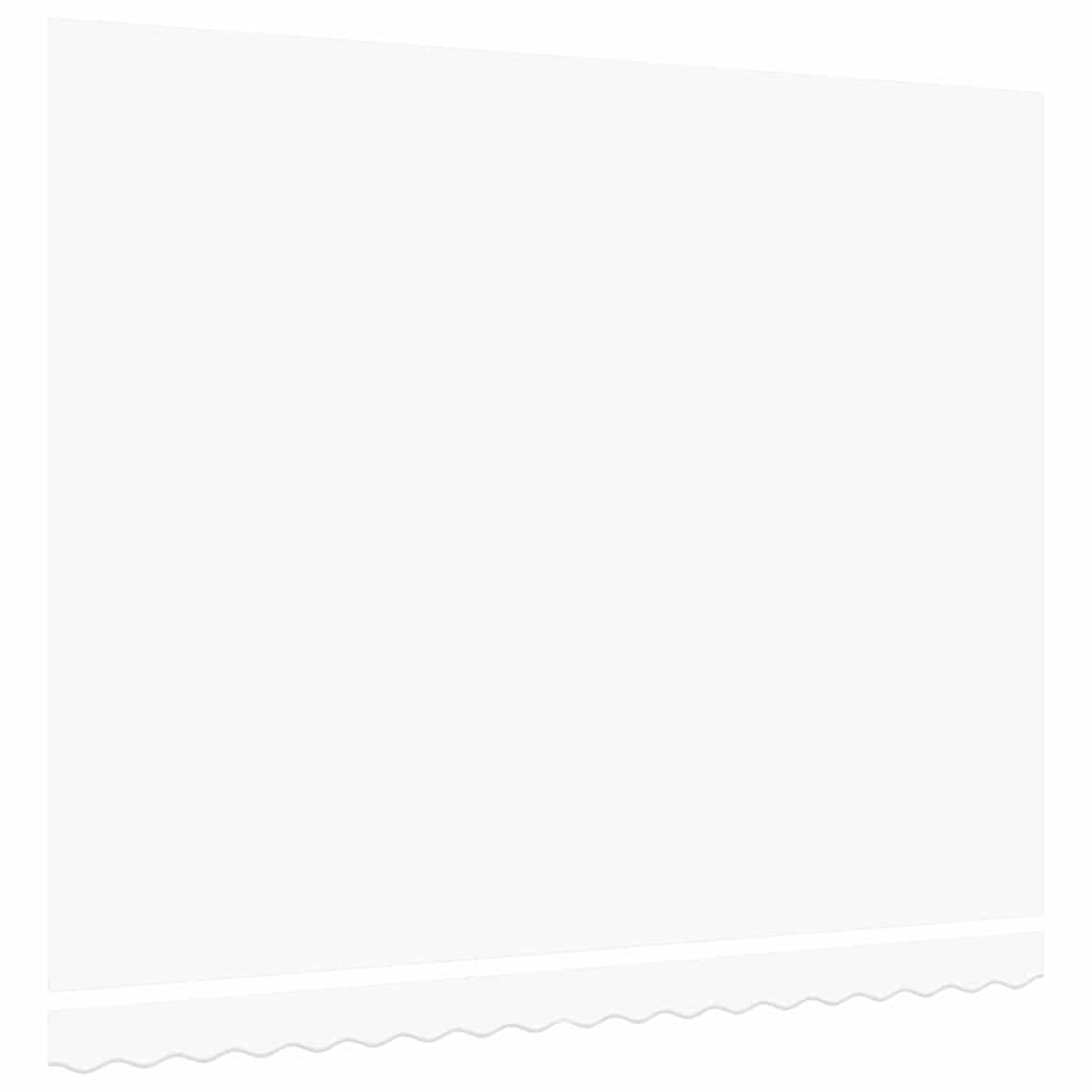 Ganz weißes Bild. Am unteren Rand befindet sich eine dekorative Wellenlinie. Der Hintergrund ist weiß. Das Bild ist leicht angewinkelt.