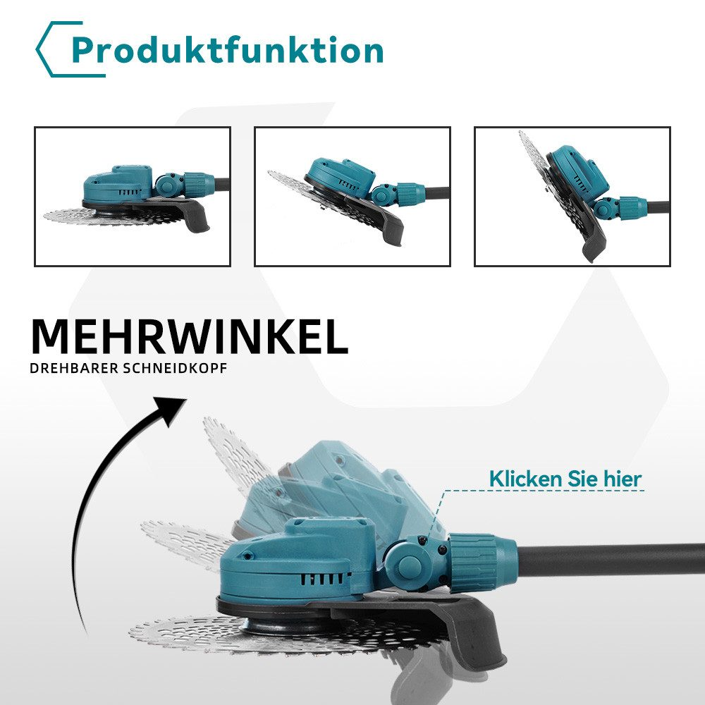 Ein Bild, das die Mehrwinkel-Funktion eines Werkzeugs zeigt. Es zeigt den rotierenden Kopf des Werkzeugs, mit Produktname und Handlungsaufforderung.