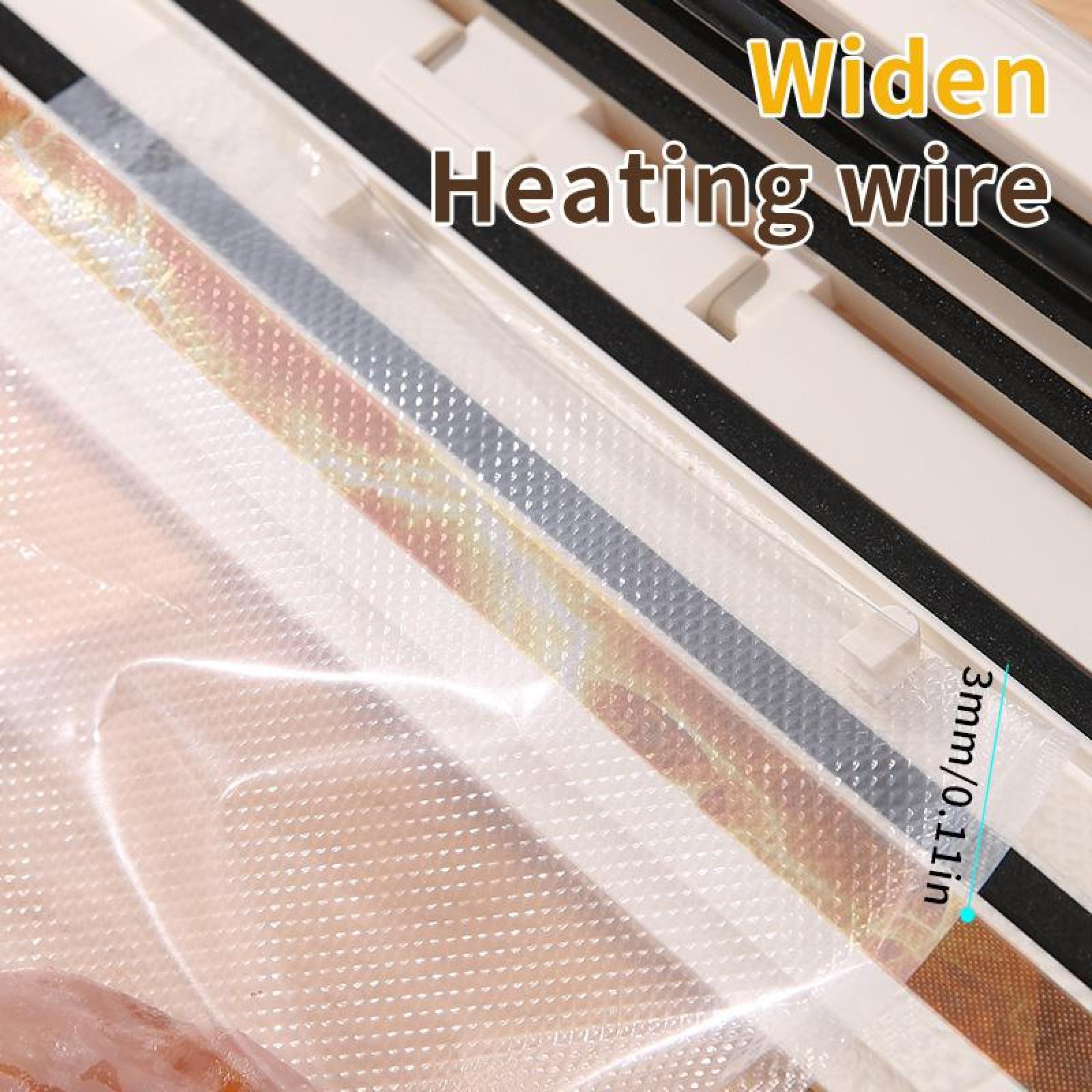 Das Bild zeigt einen Heizdraht mit dem Text 'Widen Heating wire'. Auf der Seite wird ein Maß von 3 mm/0,11 Zoll angezeigt.