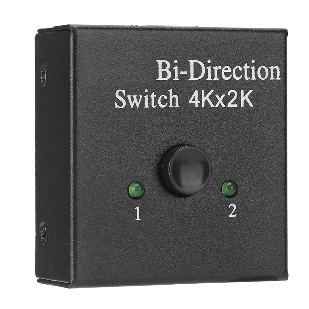 Schwarzer bidirektionaler Schalter mit Knopf, zwei grünen Lichtern und Text 'Bi-Direction Switch 4Kx2K'.