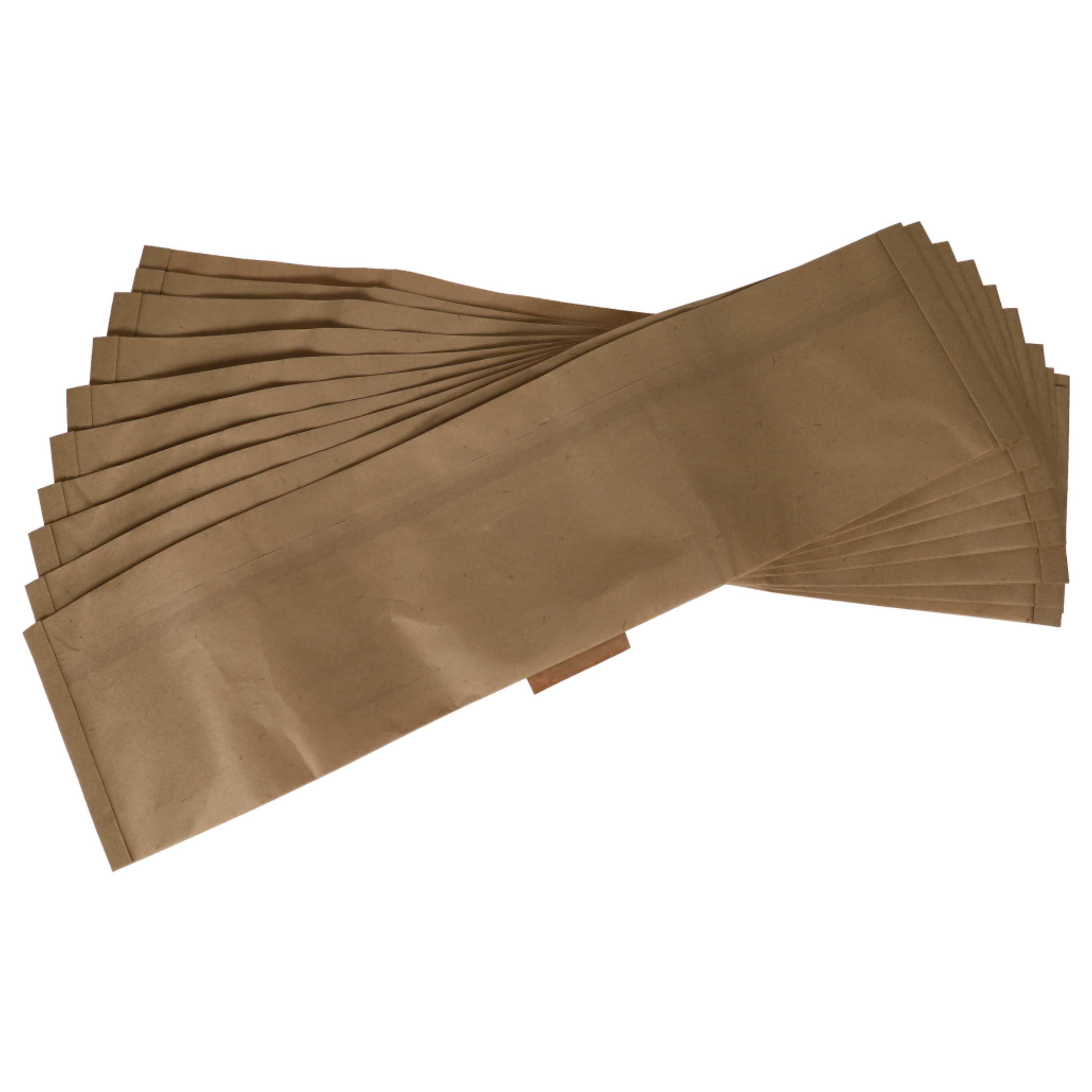 Mehrere braune Papiertüten auf weißem Hintergrund. Die Tüten sind leer und haben eine rechteckige Form.
