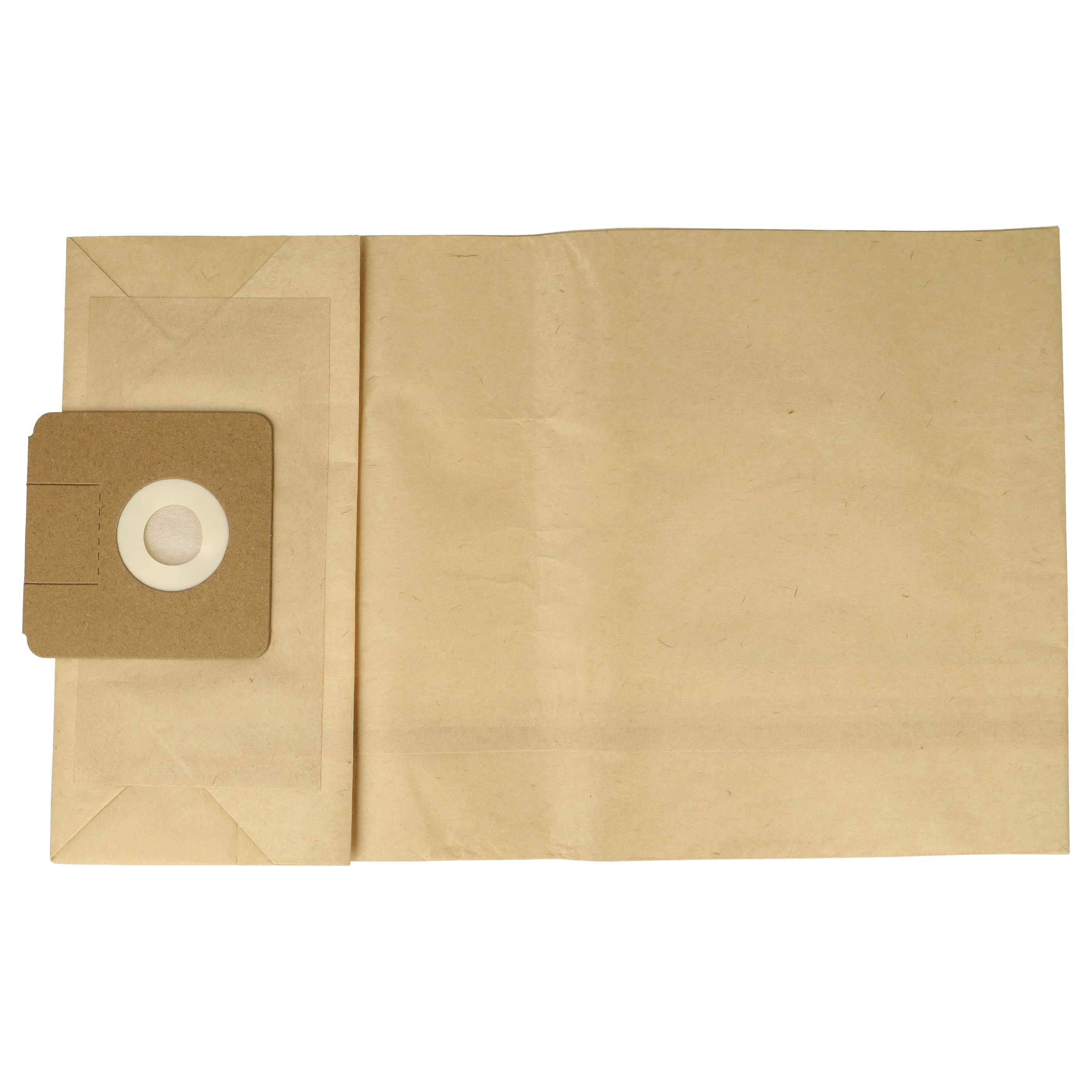 Ein brauner Papiersaugerbeutel ist geöffnet, mit einem Kartonfilter in der Mitte.