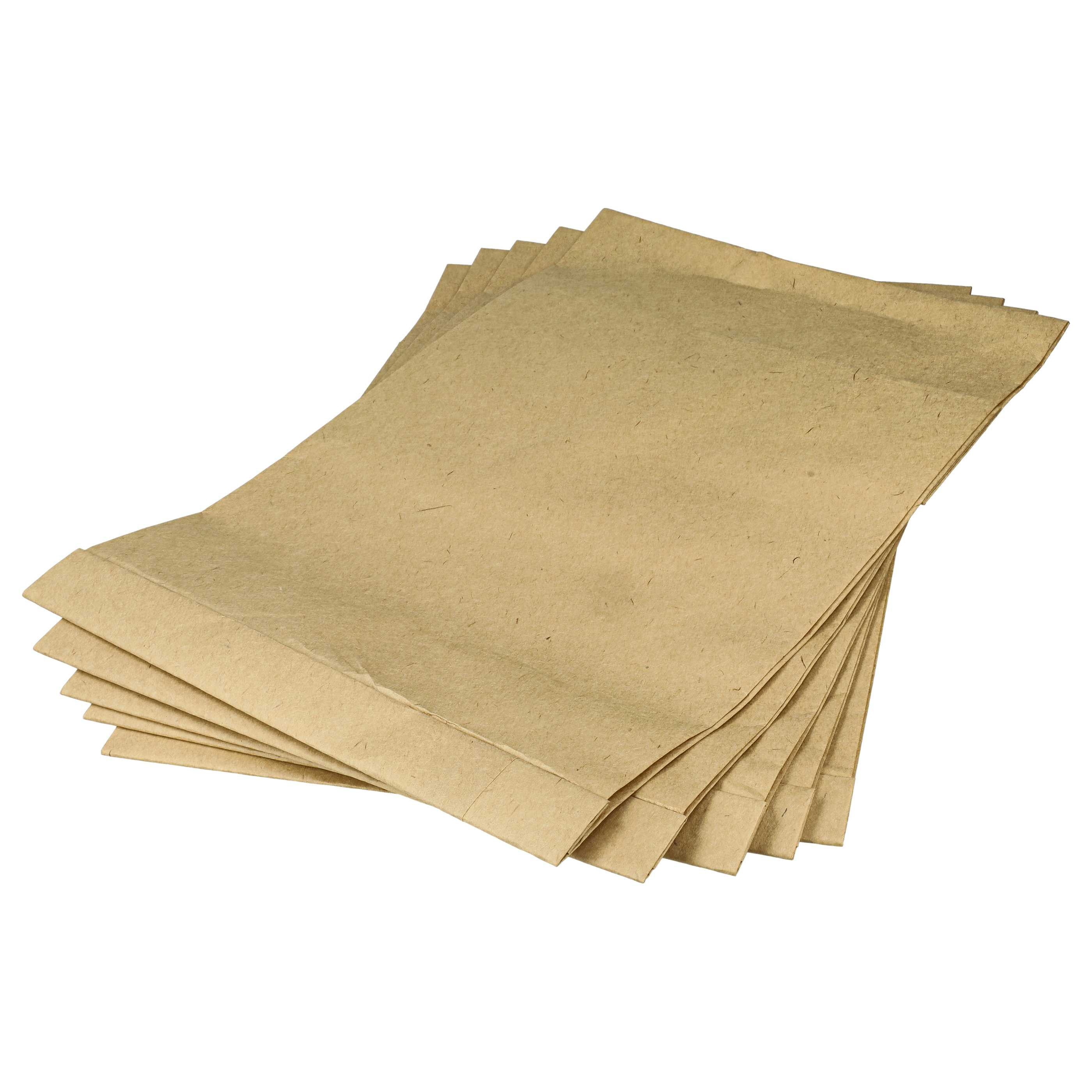 Ein Stapel beigefarbener Papierblätter, leicht aufgefächert, vor weißem Hintergrund. Schatten deuten auf Dicke hin.