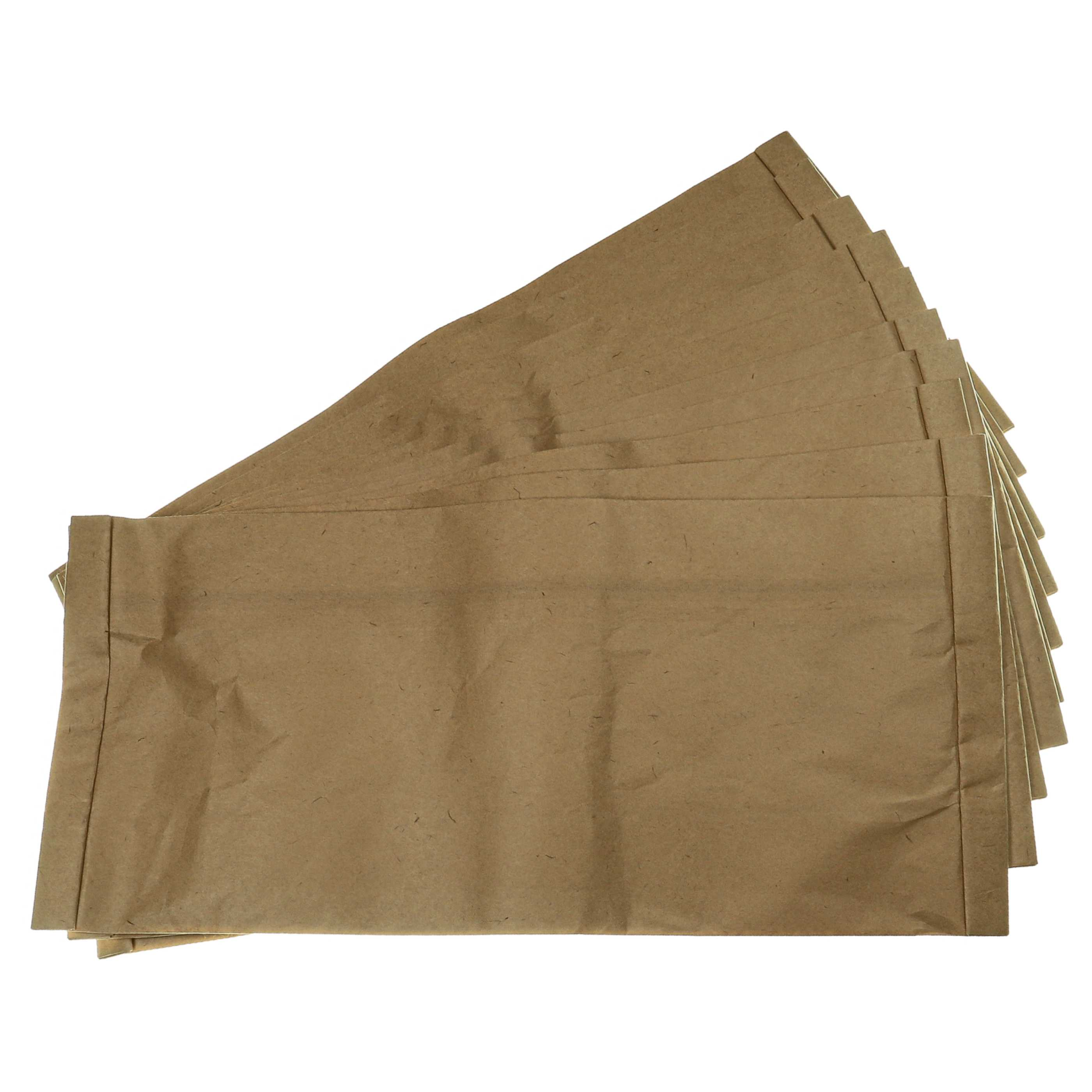 Mehrere braune Papiertüten sind auf weißem Hintergrund aufgefächert. Die Beutel überlappen sich und zeigen ihre gefaltete Form.
