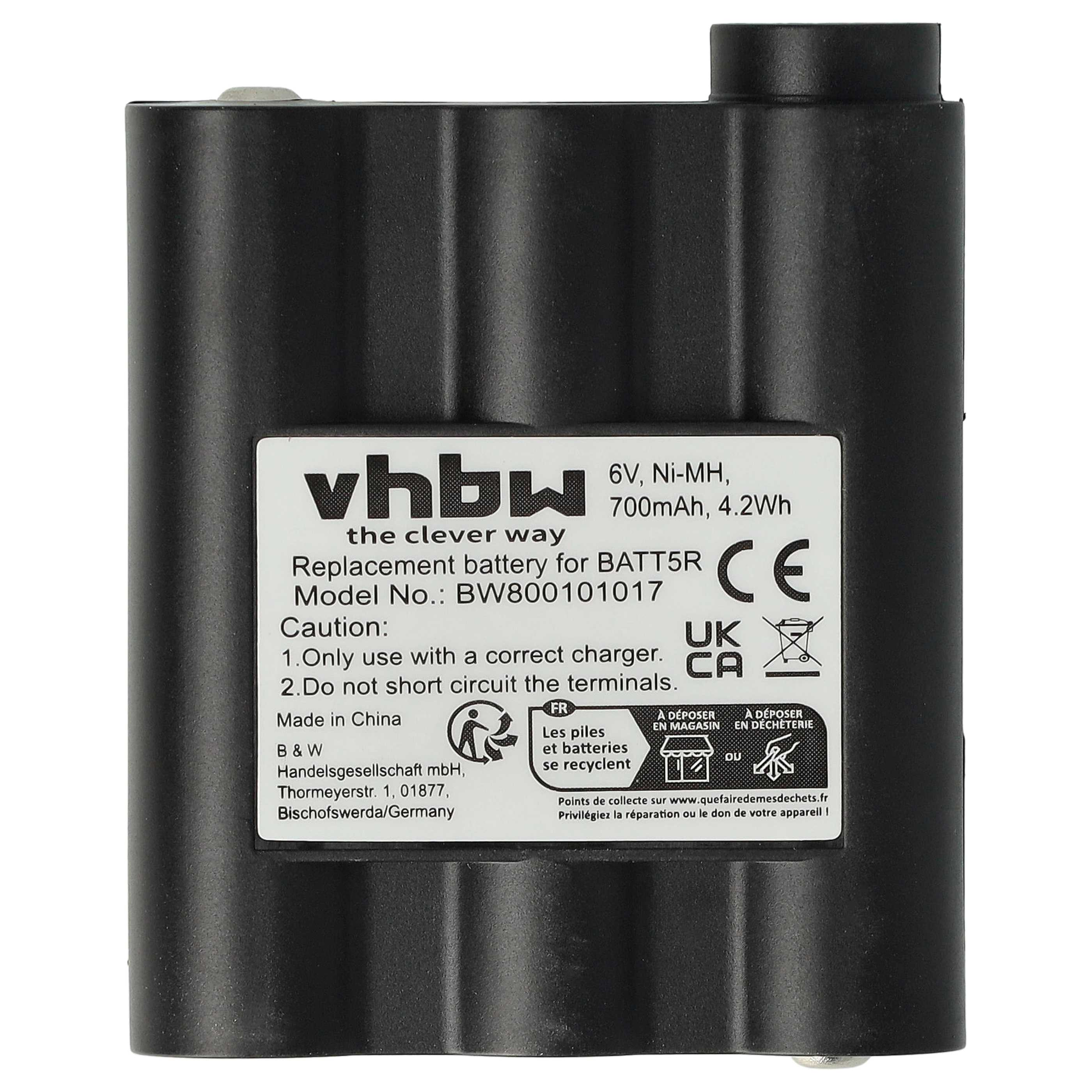 Ein schwarzes Akkupack mit weißem Etikett. Text enthält Produktdetails, Warnhinweise und Recycling-Symbole.