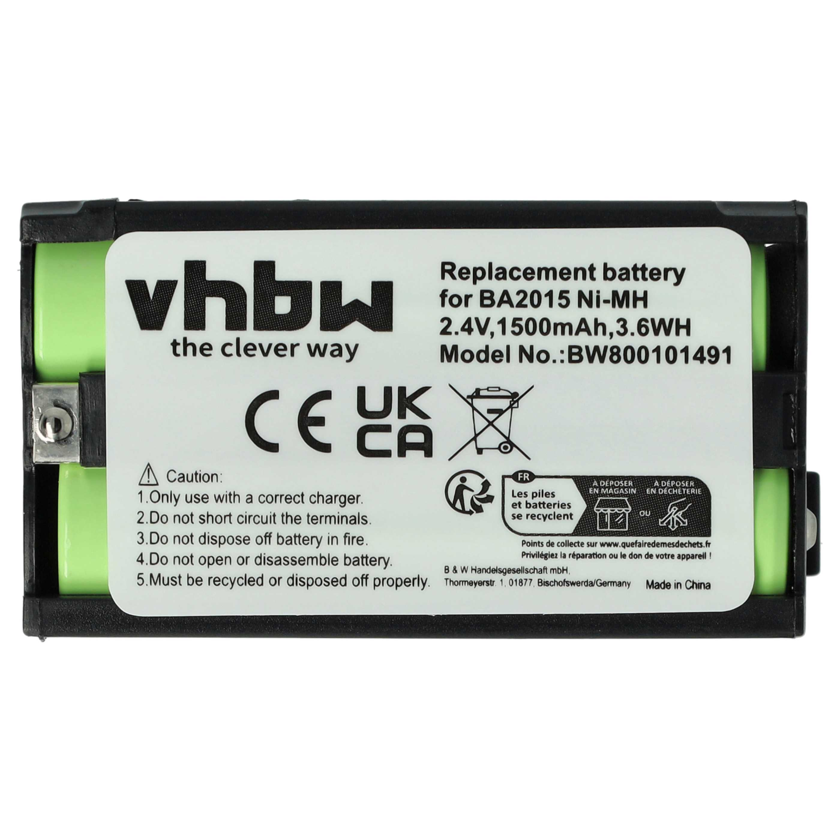 Eine grüne und schwarze Batterie mit Text. Details umfassen Modell, Spannung und Recyclinghinweise.