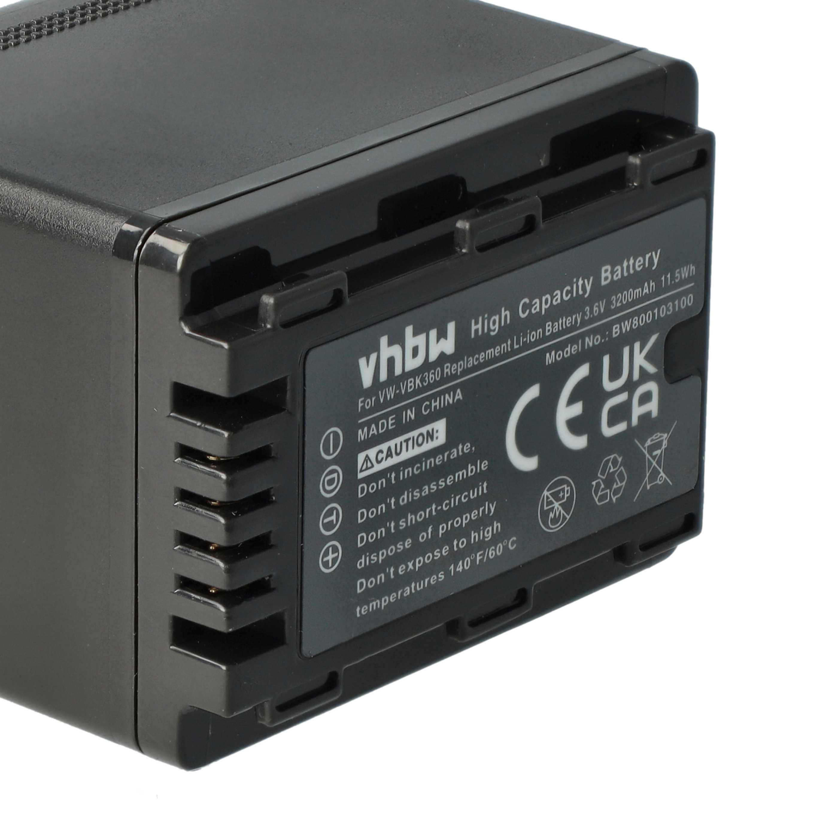 Ein schwarzer Akku mit weißem Text. Es steht 'High Capacity Battery', 'CAUTION' und andere Sicherheitshinweise.