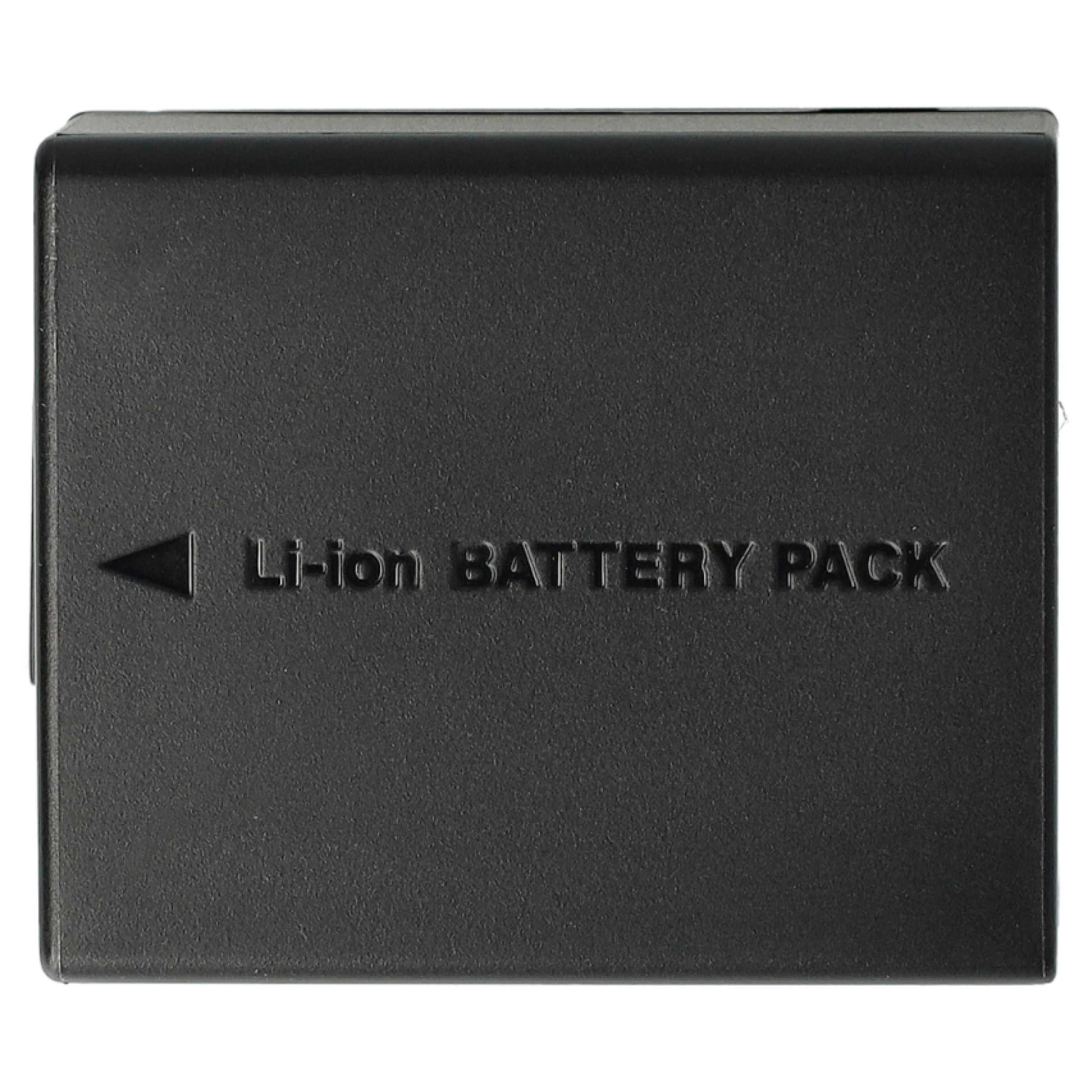 Schwarzer Li-Ionen-Akku, rechteckige Form, mit Text 'Li-ion BATTERY PACK' und einem Pfeil.